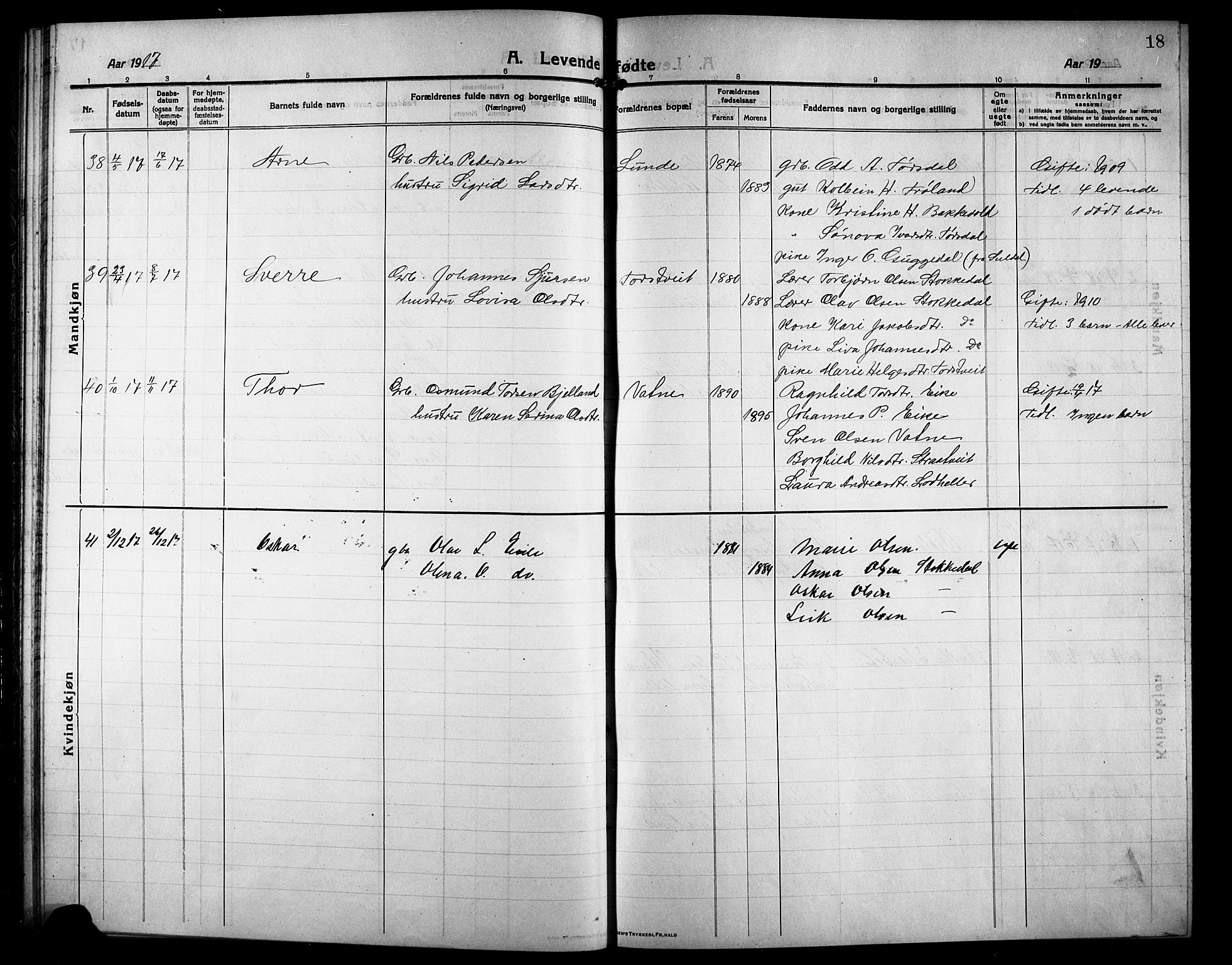 Skjold sokneprestkontor, AV/SAST-A-101847/H/Ha/Hab/L0009: Parish register (copy) no. B 9, 1914-1925, p. 18