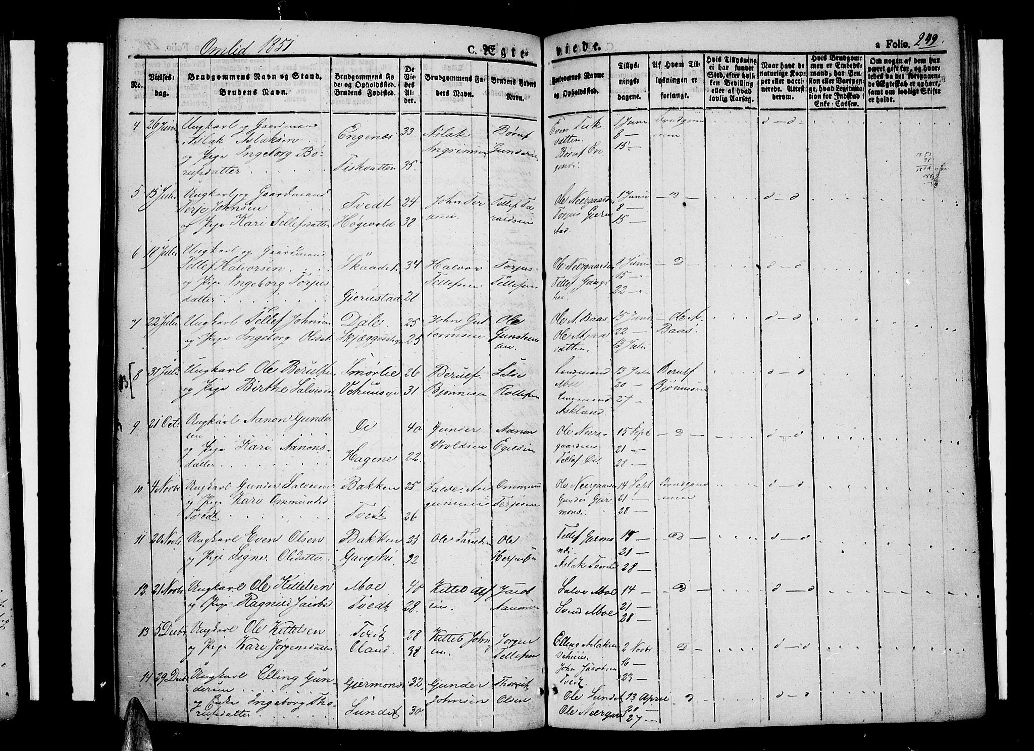 Åmli sokneprestkontor, AV/SAK-1111-0050/F/Fa/Fac/L0007: Parish register (official) no. A 7 /1, 1829-1851, p. 249