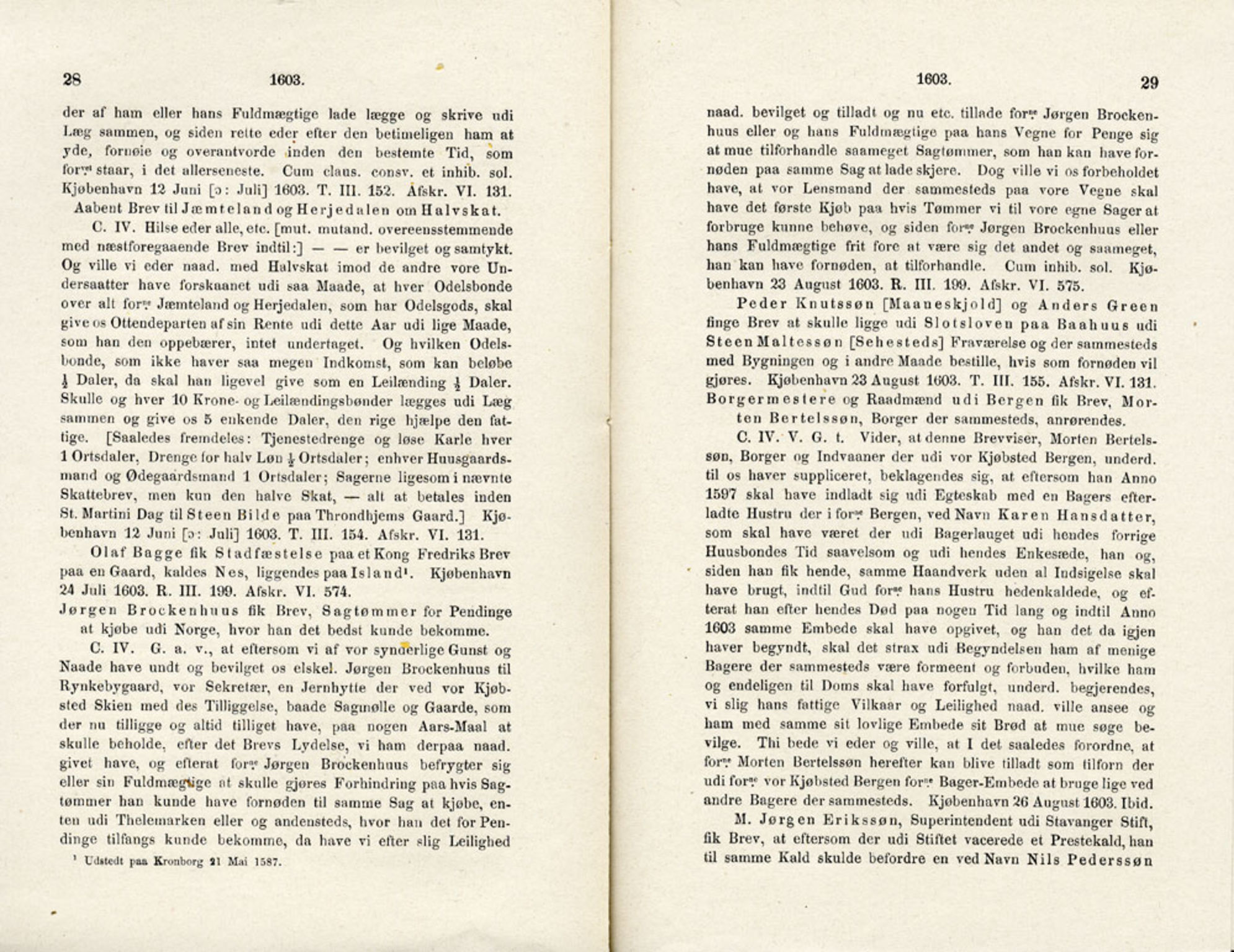 Publikasjoner utgitt av Det Norske Historiske Kildeskriftfond, PUBL/-/-/-: Norske Rigs-Registranter, bind 4, 1603-1618, p. 28-29