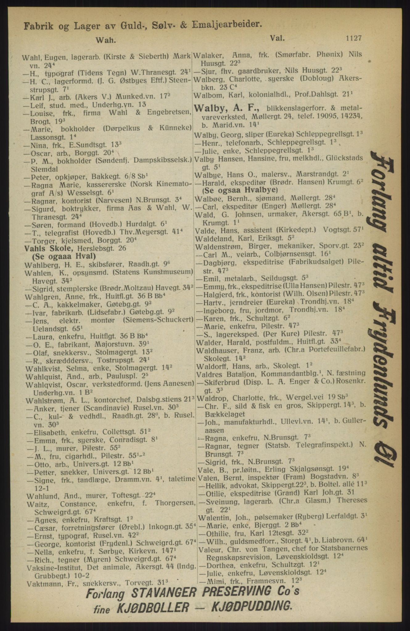 Kristiania/Oslo adressebok, PUBL/-, 1914, p. 1127