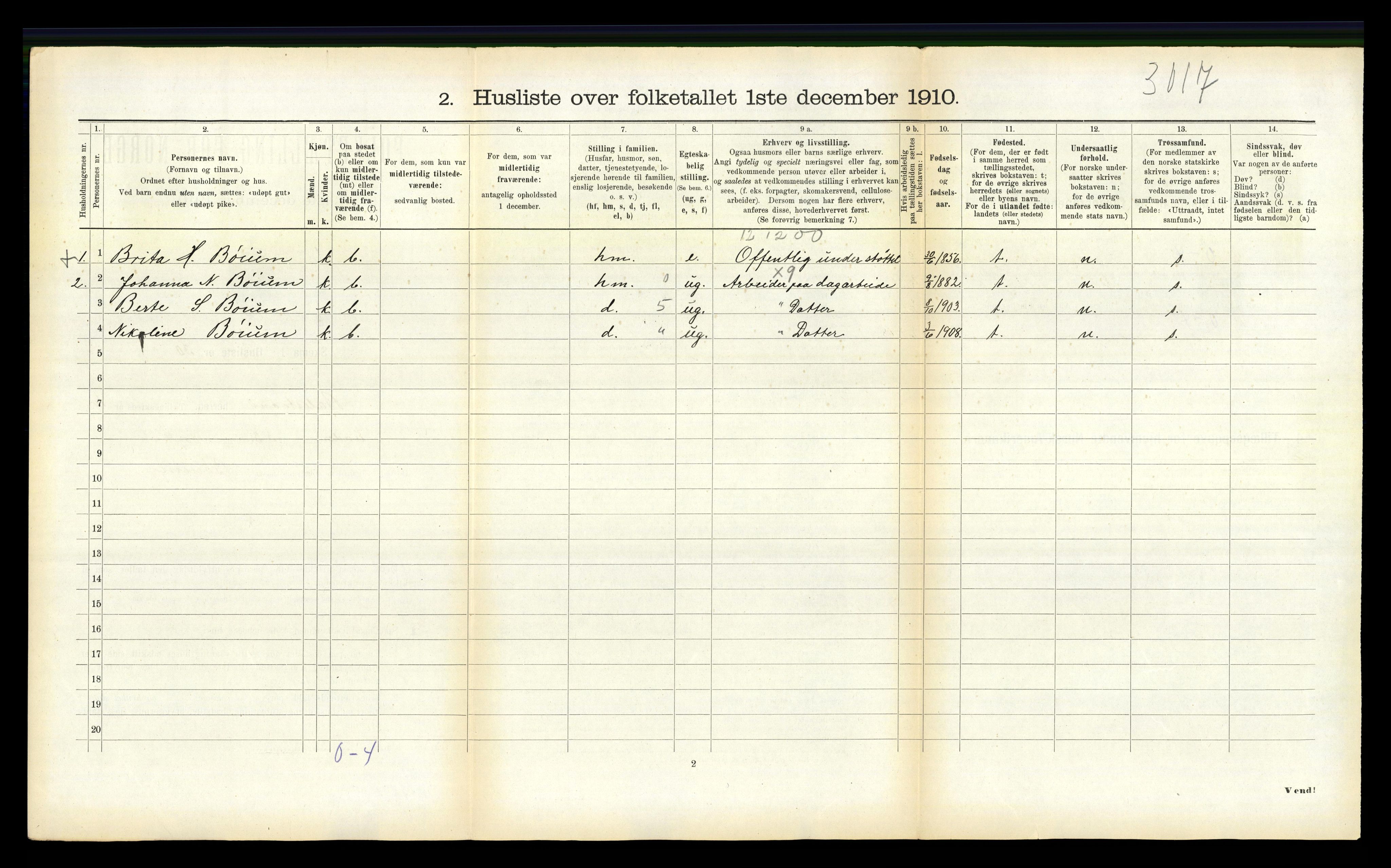 RA, 1910 census for Balestrand, 1910, p. 687