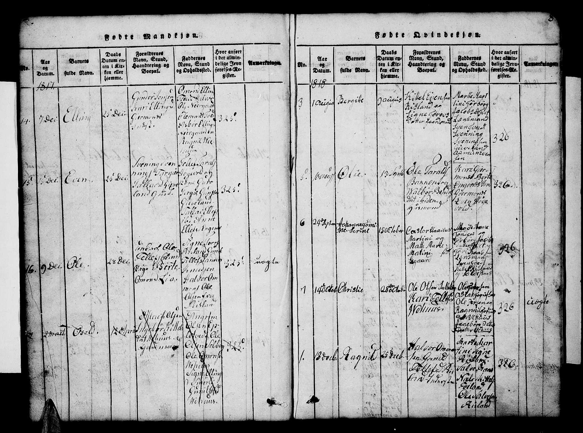 Åmli sokneprestkontor, AV/SAK-1111-0050/F/Fb/Fbc/L0001: Parish register (copy) no. B 1, 1816-1867, p. 8