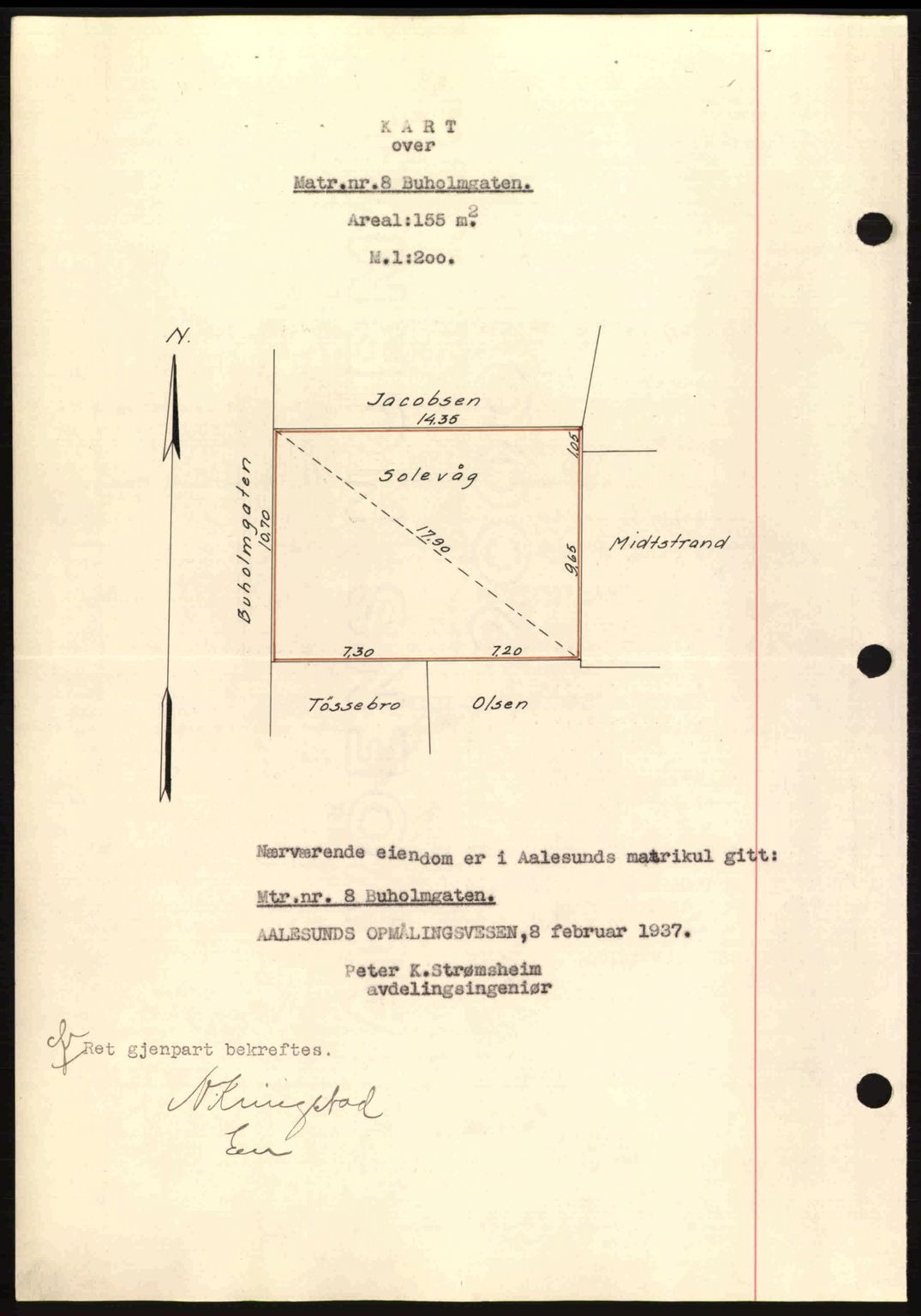 Ålesund byfogd, AV/SAT-A-4384: Mortgage book no. 34 I, 1936-1938, Diary no: : 168/1937