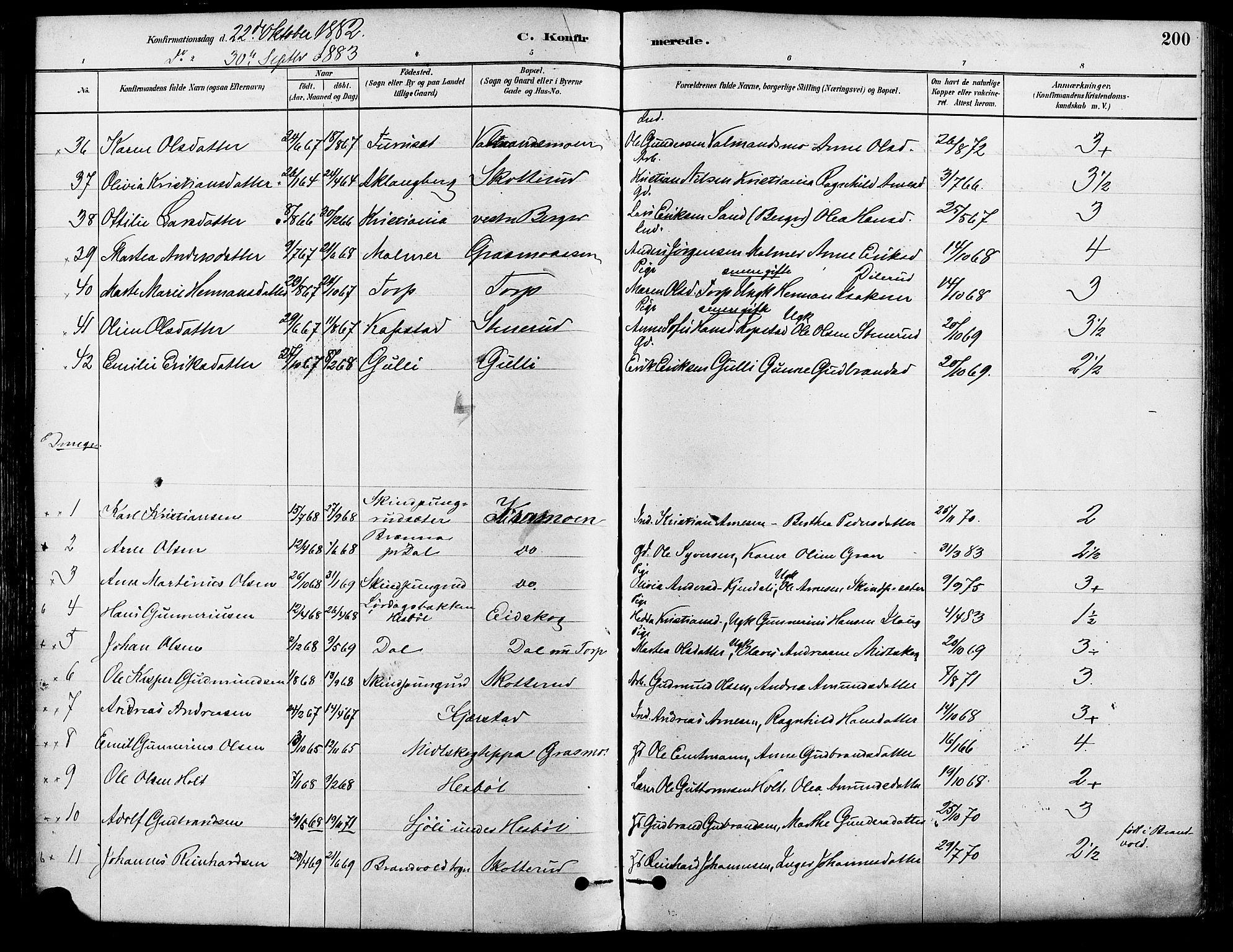 Eidskog prestekontor, AV/SAH-PREST-026/H/Ha/Haa/L0003: Parish register (official) no. 3, 1879-1892, p. 200