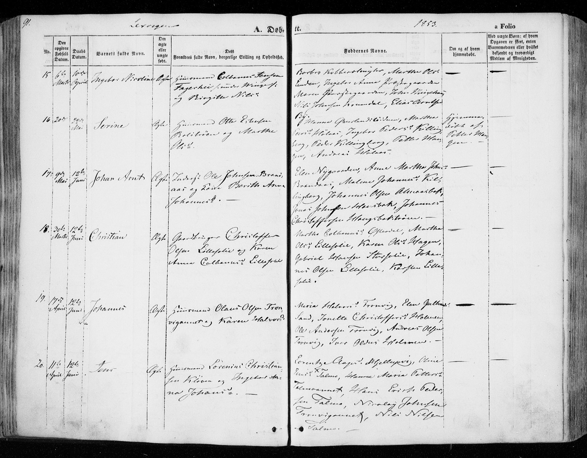 Ministerialprotokoller, klokkerbøker og fødselsregistre - Nord-Trøndelag, AV/SAT-A-1458/701/L0007: Parish register (official) no. 701A07 /1, 1842-1854, p. 91