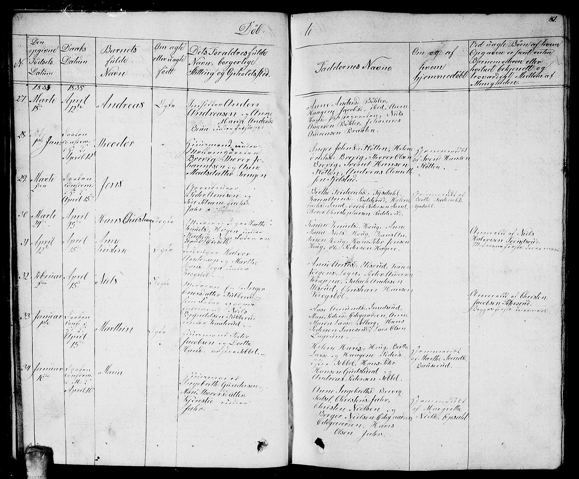 Enebakk prestekontor Kirkebøker, AV/SAO-A-10171c/G/Ga/L0003: Parish register (copy) no. I 3, 1833-1849, p. 81