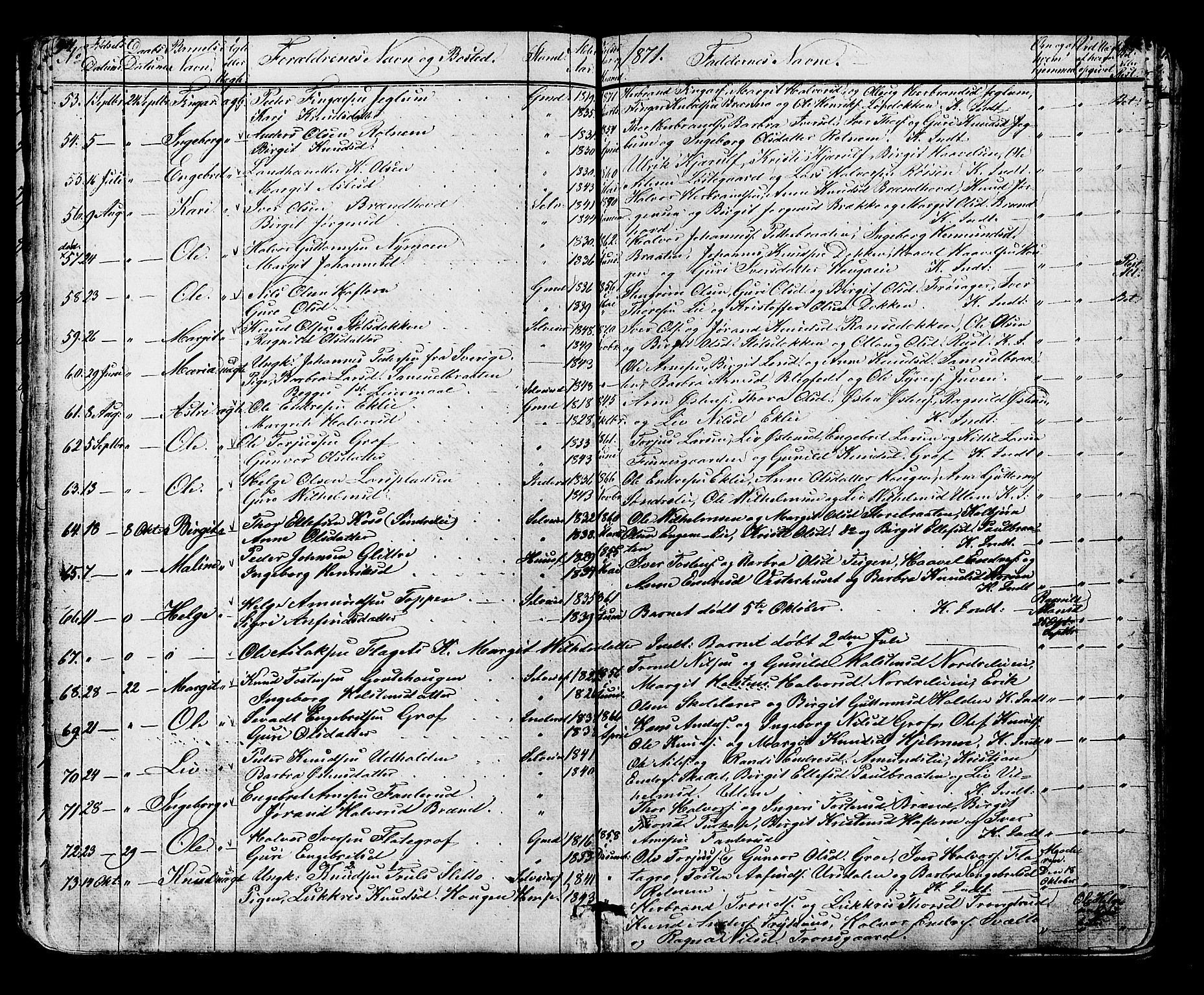 Gol kirkebøker, SAKO/A-226/G/Ga/L0002: Parish register (copy) no. I 2, 1860-1887, p. 94-95