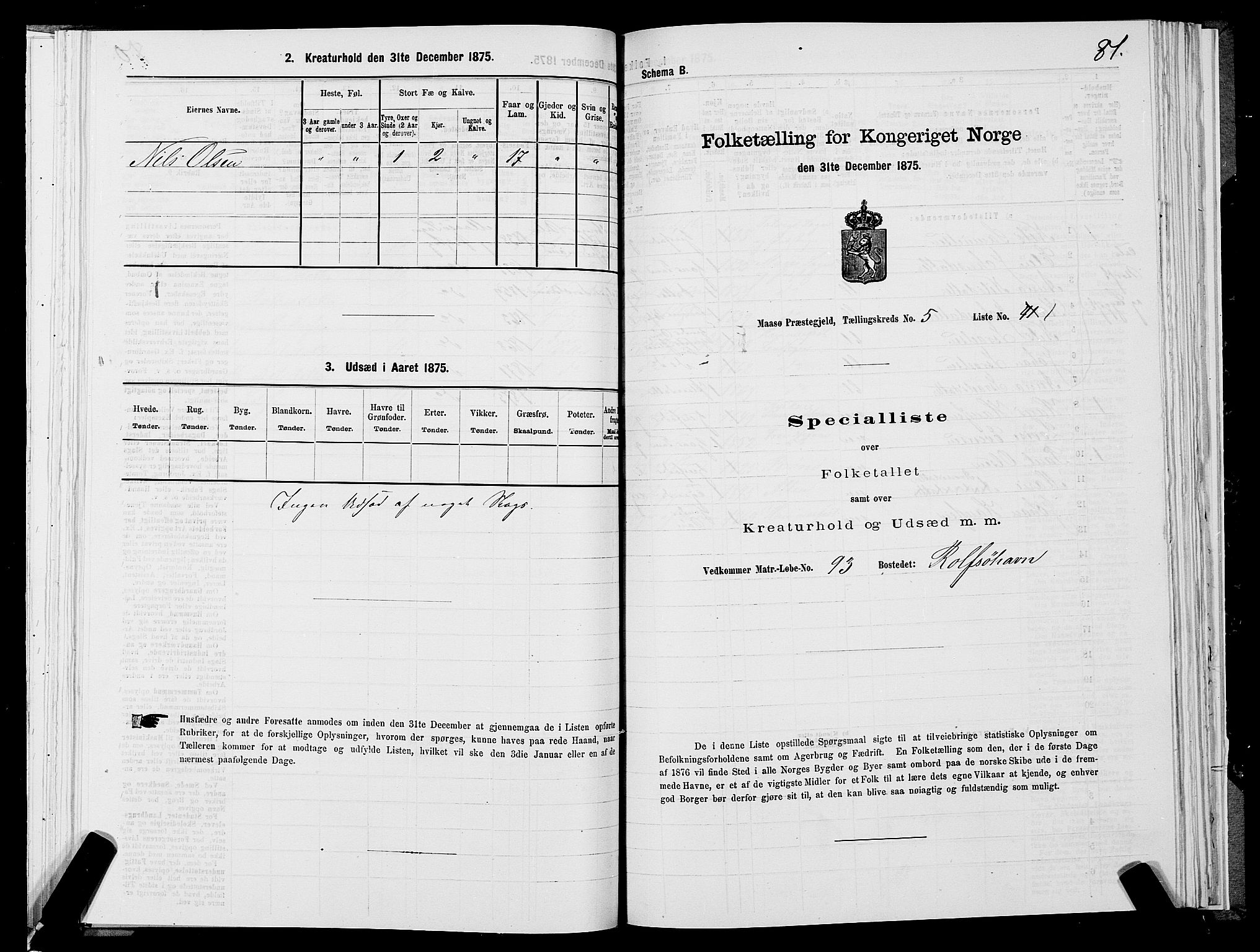 SATØ, 1875 census for 2018P Måsøy, 1875, p. 1081