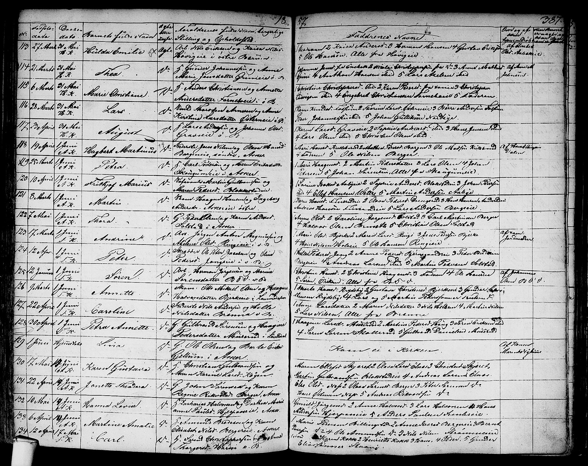 Asker prestekontor Kirkebøker, AV/SAO-A-10256a/F/Fa/L0007: Parish register (official) no. I 7, 1825-1864, p. 387