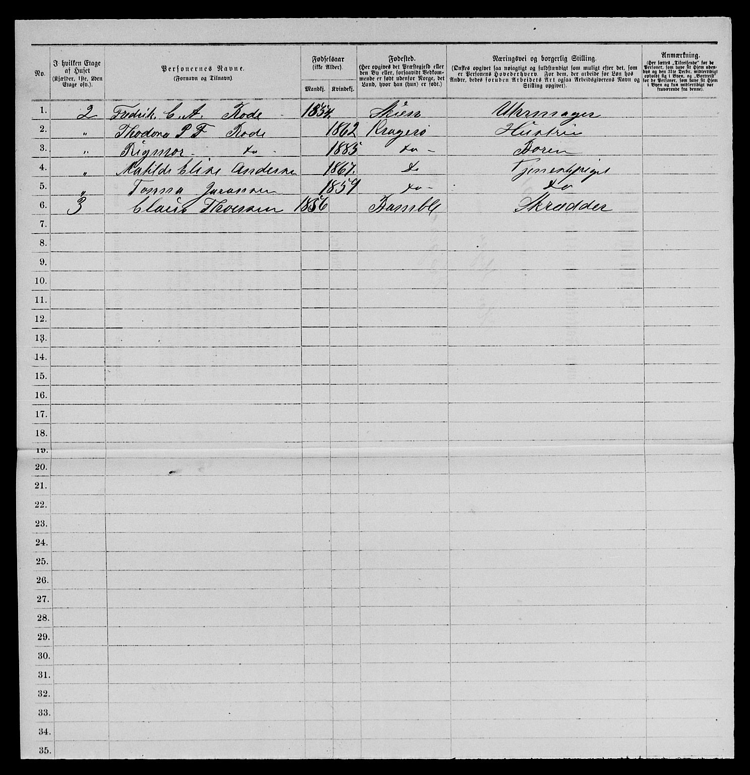 SAKO, 1885 census for 0801 Kragerø, 1885, p. 1224