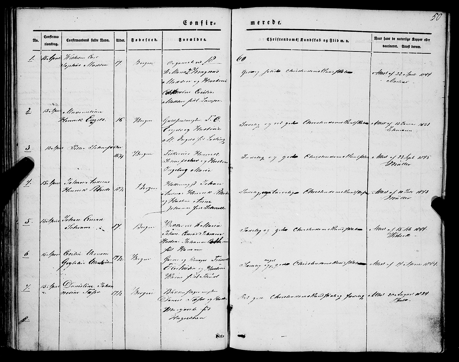 Mariakirken Sokneprestembete, SAB/A-76901/H/Haa/L0006: Parish register (official) no. A 6, 1846-1877, p. 50