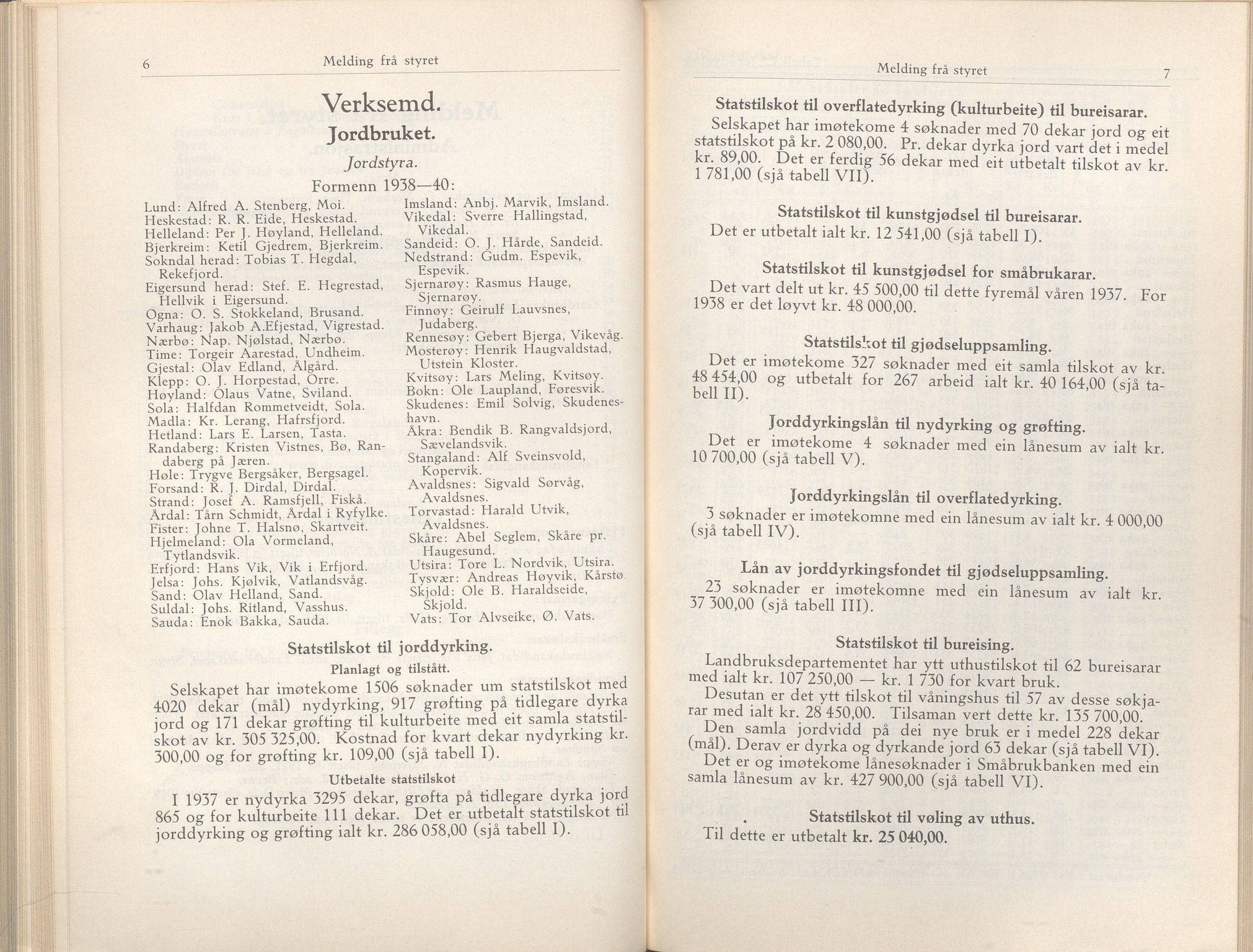 Rogaland fylkeskommune - Fylkesrådmannen , IKAR/A-900/A/Aa/Aaa/L0057: Møtebok , 1938, p. 6-7