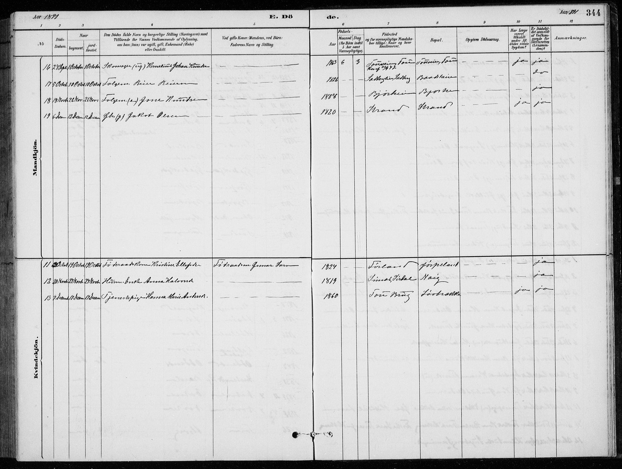 Strand sokneprestkontor, AV/SAST-A-101828/H/Ha/Hab/L0004: Parish register (copy) no. B 4, 1878-1903, p. 344