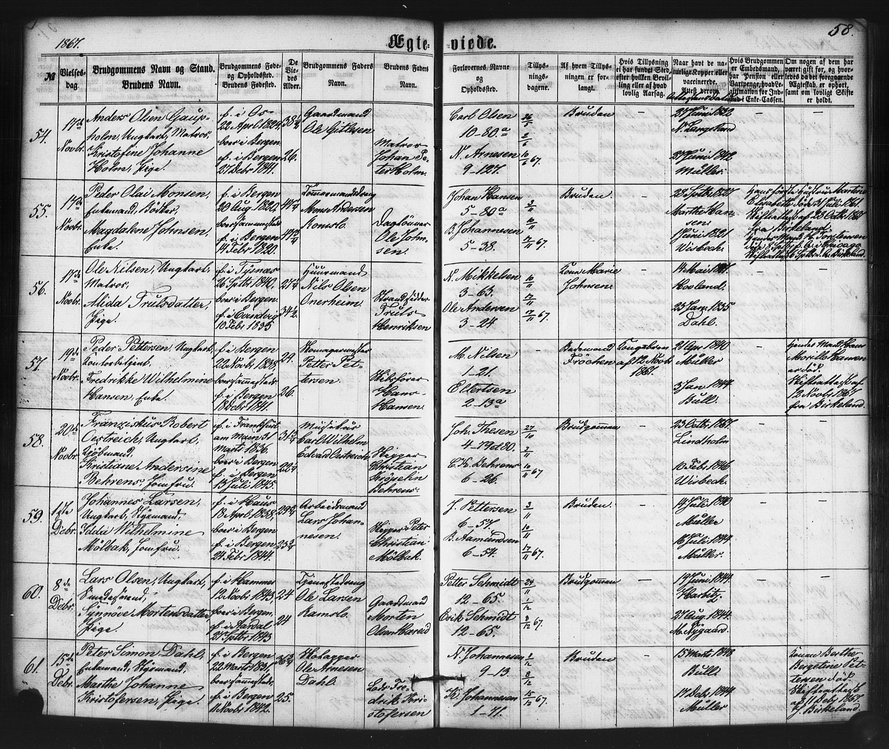 Nykirken Sokneprestembete, AV/SAB-A-77101/H/Haa/L0032: Parish register (official) no. D 2, 1861-1883, p. 58