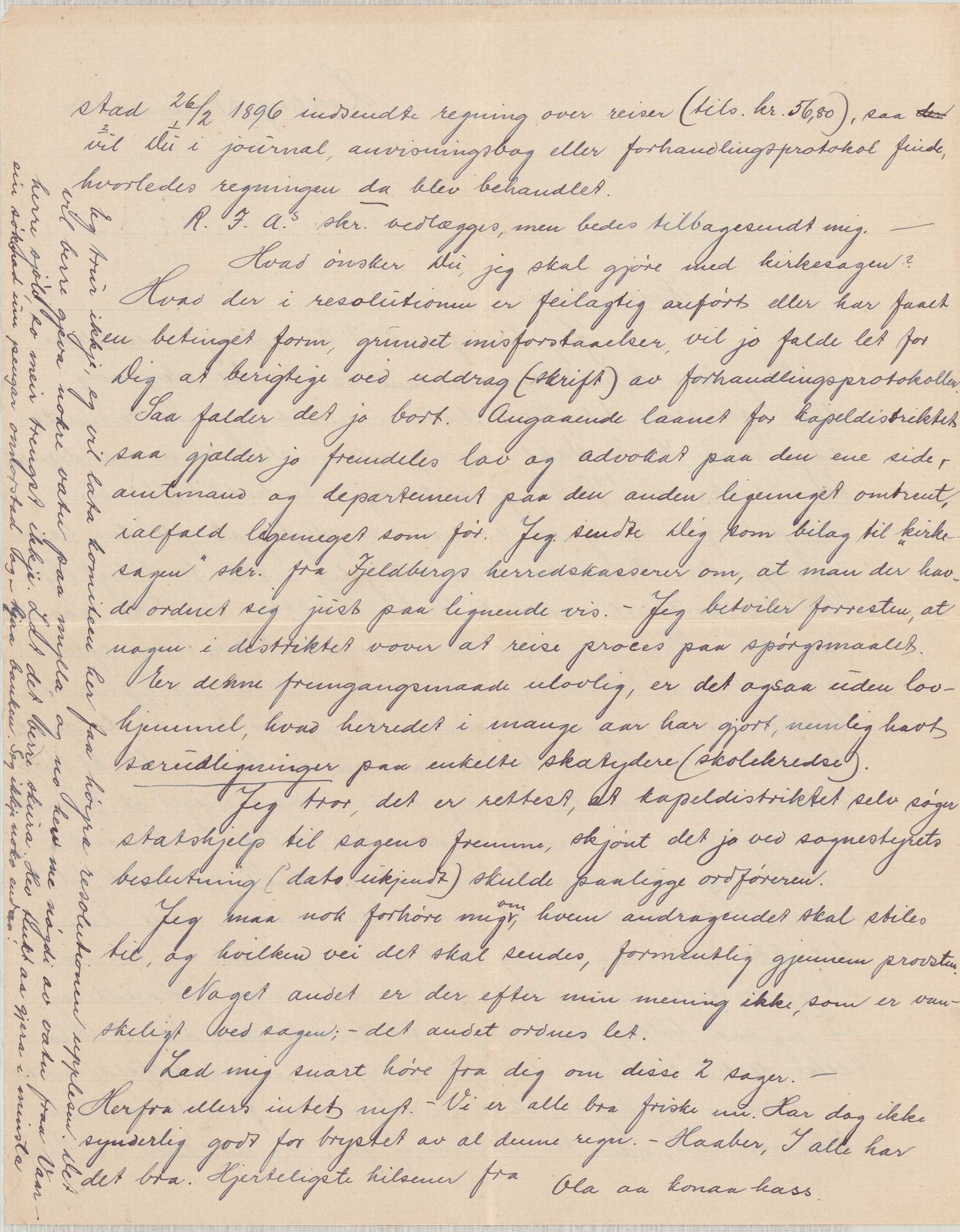 Finnaas kommune. Formannskapet, IKAH/1218a-021/D/Da/L0001/0011: Korrespondanse / saker / Kronologisk ordna korrespondanse , 1908-1912, p. 26