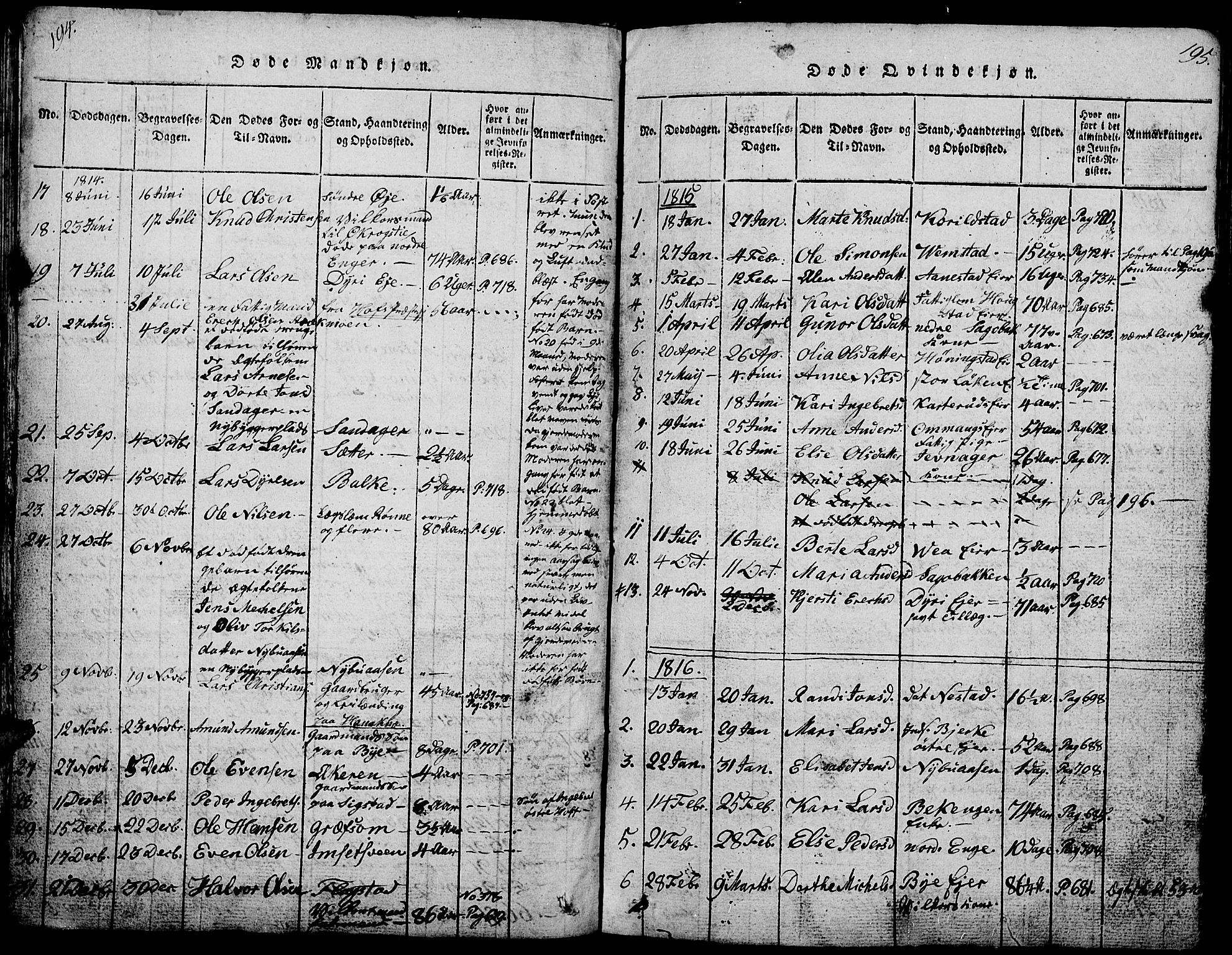 Løten prestekontor, SAH/PREST-022/L/La/L0001: Parish register (copy) no. 1, 1812-1832, p. 194-195