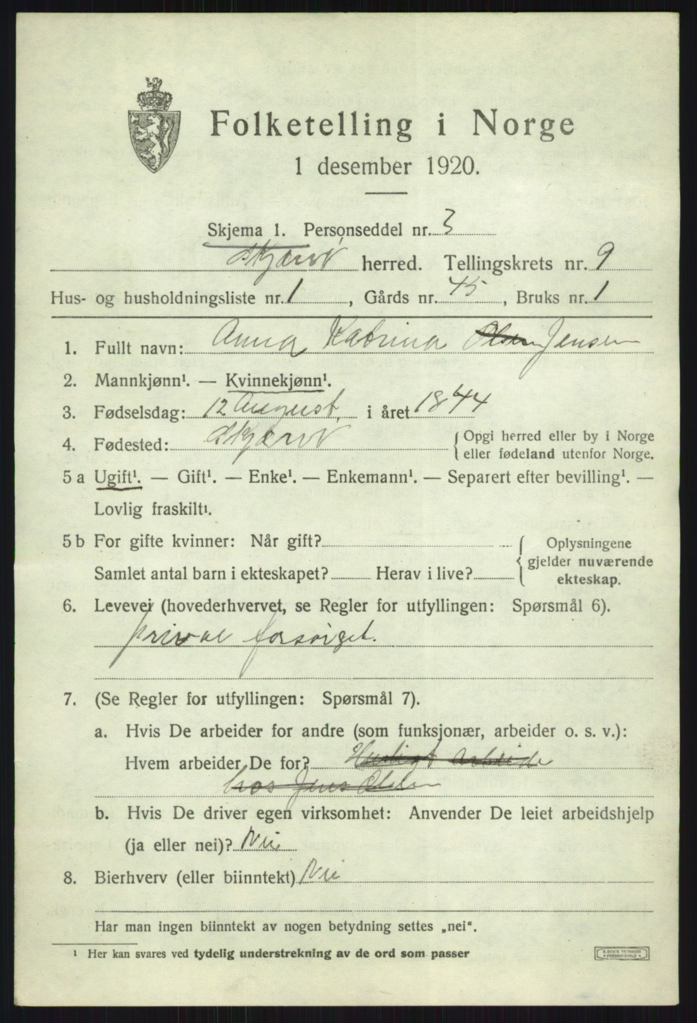 SATØ, 1920 census for Skjervøy, 1920, p. 5113