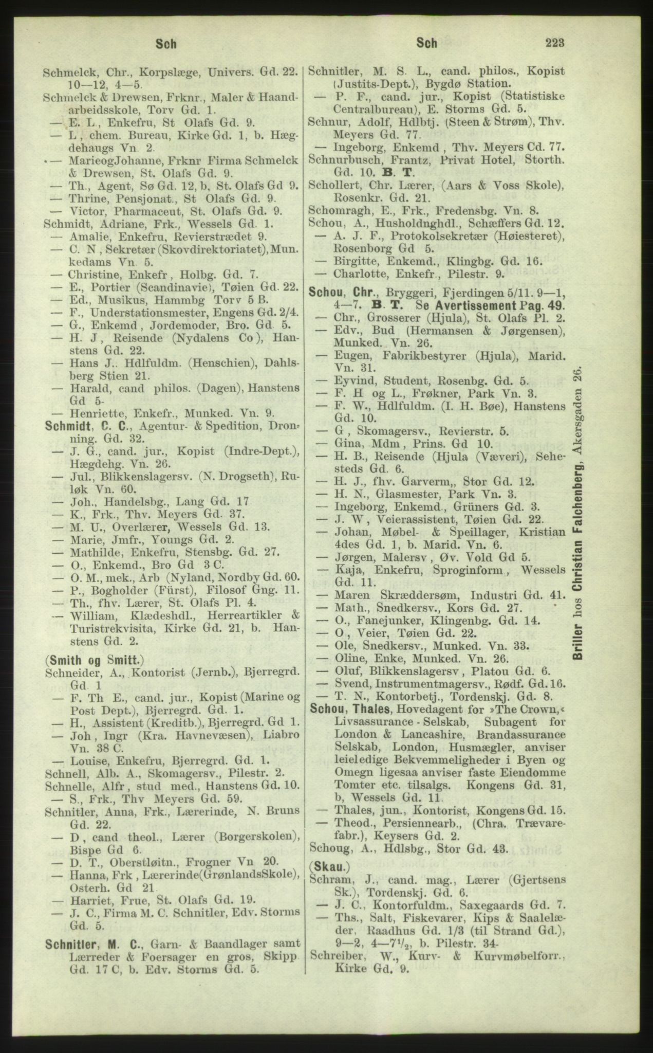 Kristiania/Oslo adressebok, PUBL/-, 1884, p. 223