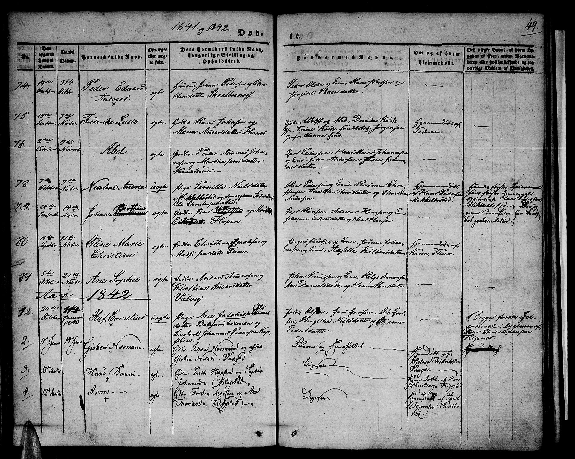 Ministerialprotokoller, klokkerbøker og fødselsregistre - Nordland, AV/SAT-A-1459/801/L0006: Parish register (official) no. 801A06, 1834-1845, p. 49