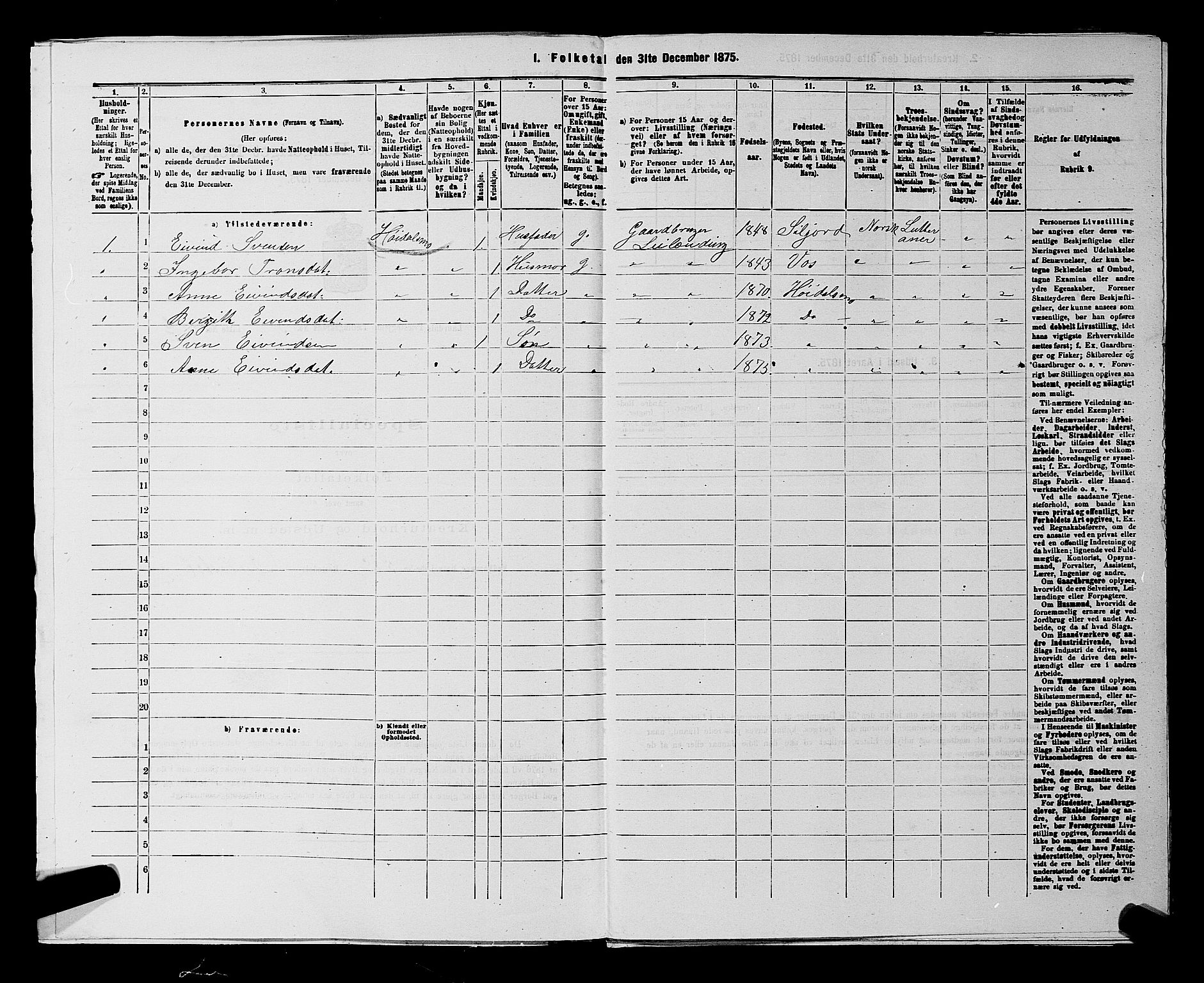 SAKO, 1875 census for 0833P Lårdal, 1875, p. 371