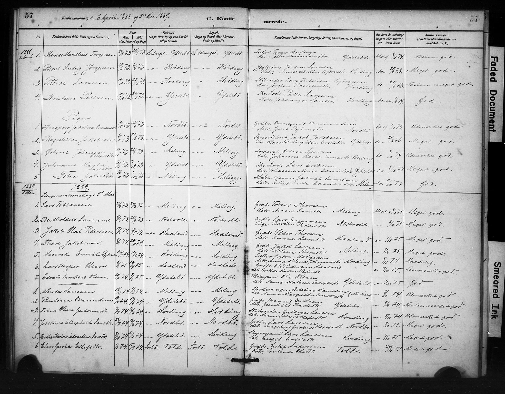 Rennesøy sokneprestkontor, SAST/A -101827/H/Ha/Haa/L0013: Parish register (official) no. A 12, 1888-1916, p. 57