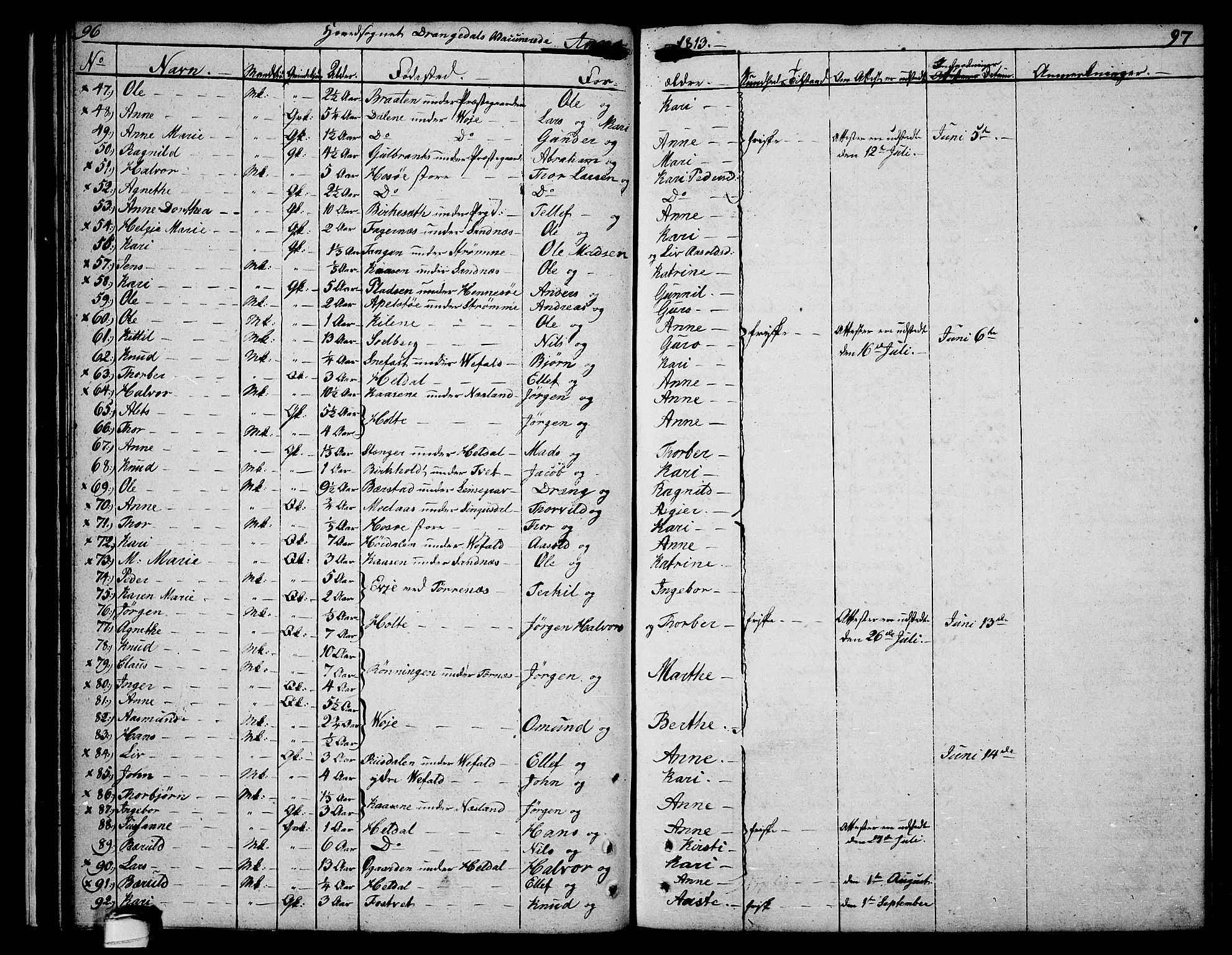 Drangedal kirkebøker, SAKO/A-258/F/Fa/L0004: Parish register (official) no. 4, 1802-1814, p. 96-97