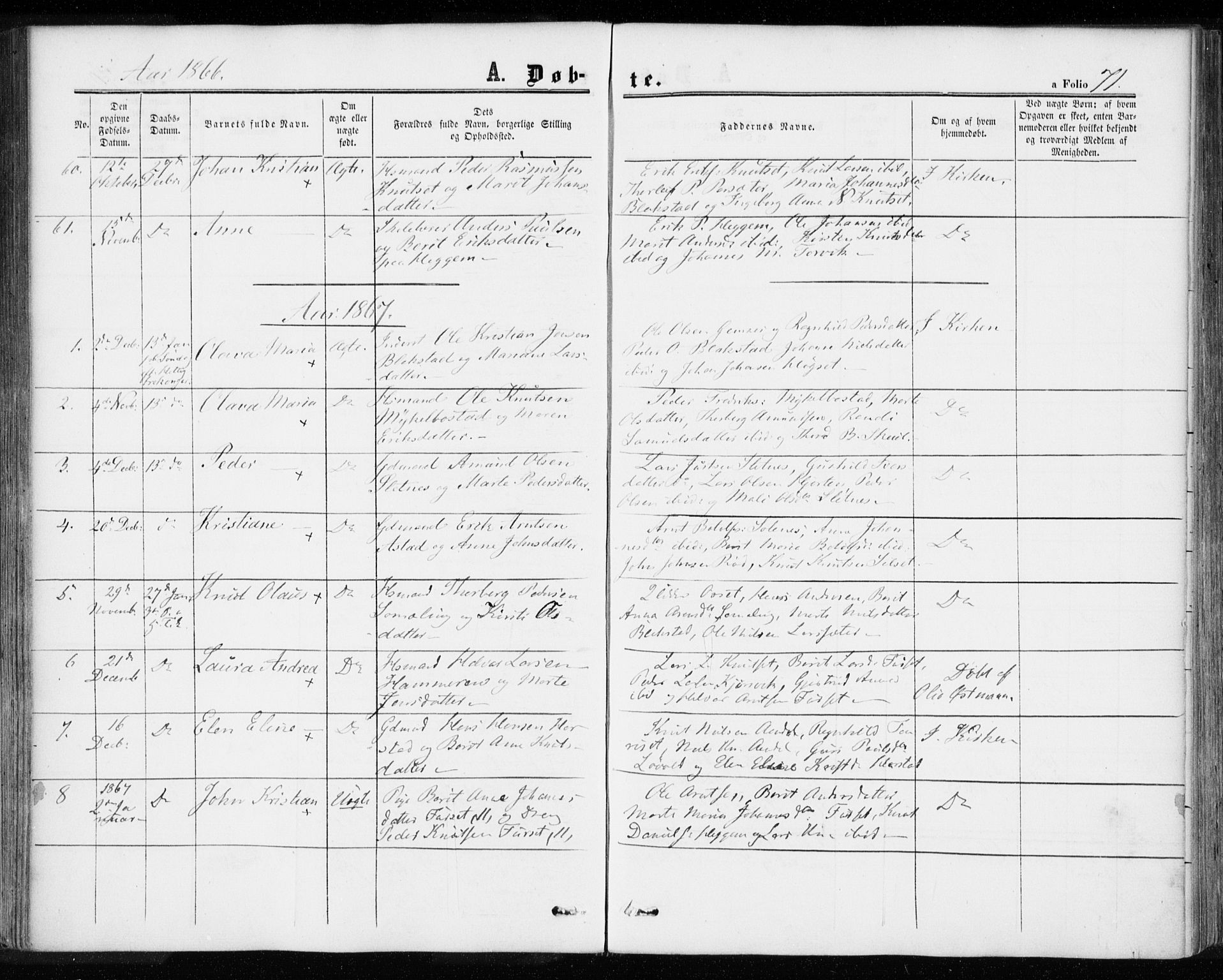 Ministerialprotokoller, klokkerbøker og fødselsregistre - Møre og Romsdal, SAT/A-1454/584/L0965: Parish register (official) no. 584A05, 1857-1868, p. 71