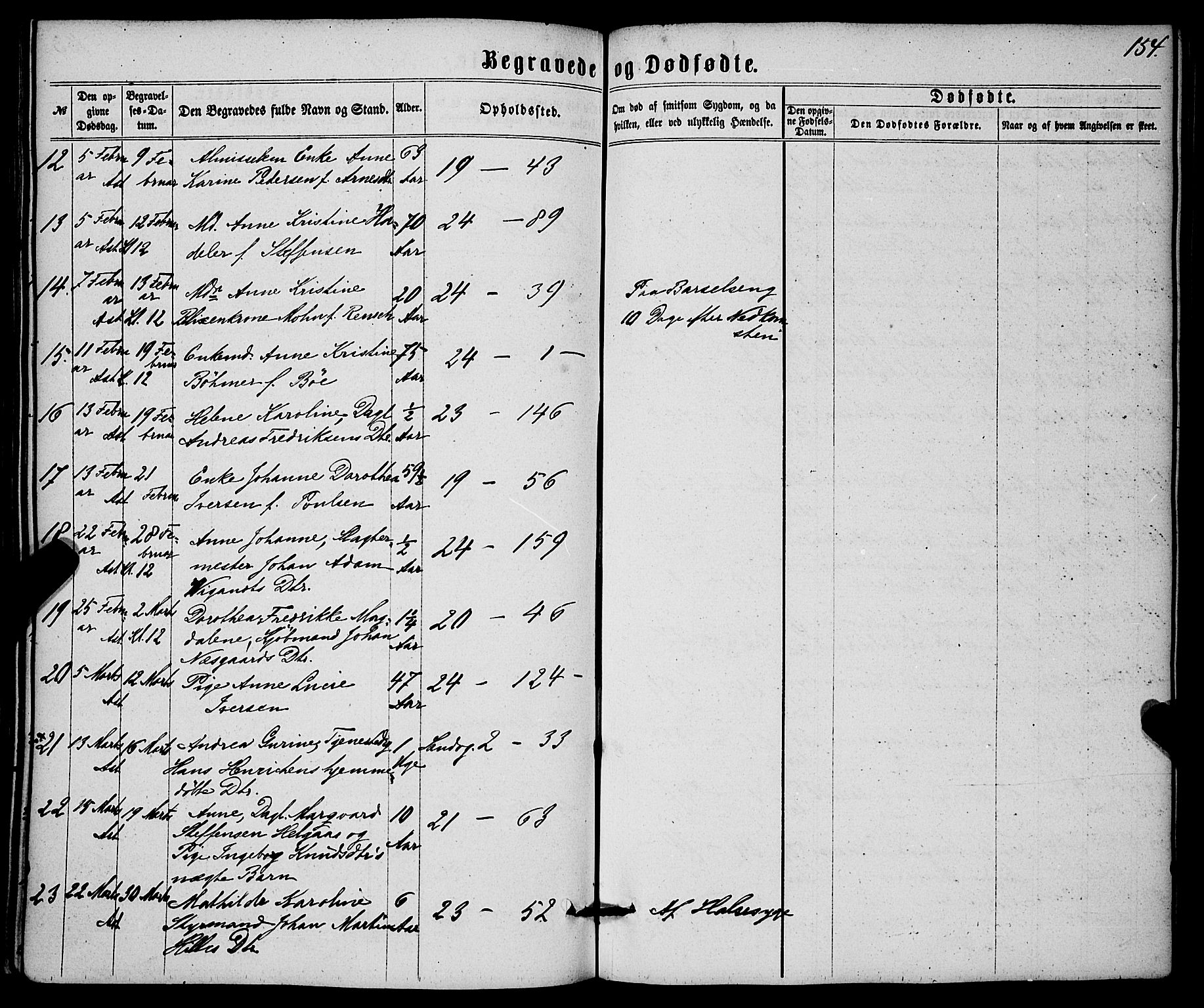 Korskirken sokneprestembete, SAB/A-76101/H/Haa/L0045: Parish register (official) no. E 3, 1863-1875, p. 154