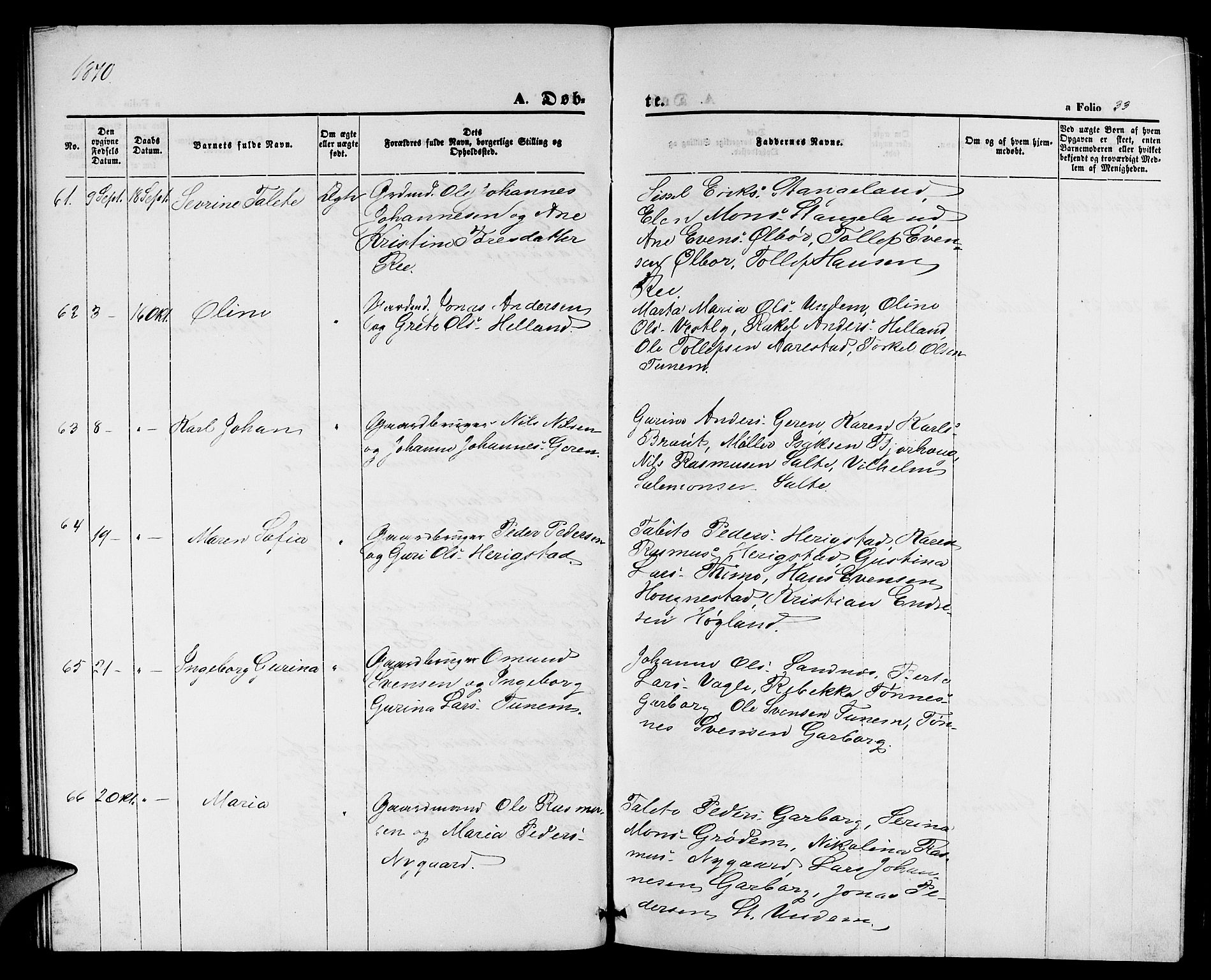 Lye sokneprestkontor, AV/SAST-A-101794/001/30BB/L0004: Parish register (copy) no. B 4, 1868-1878, p. 33