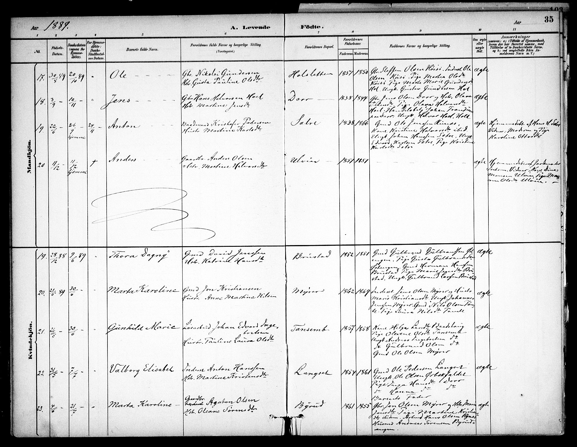 Eidsvoll prestekontor Kirkebøker, AV/SAO-A-10888/F/Fb/L0001: Parish register (official) no. II 1, 1882-1897, p. 35