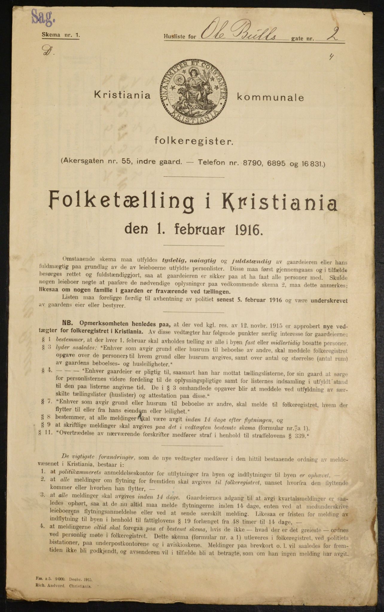 OBA, Municipal Census 1916 for Kristiania, 1916, p. 77223