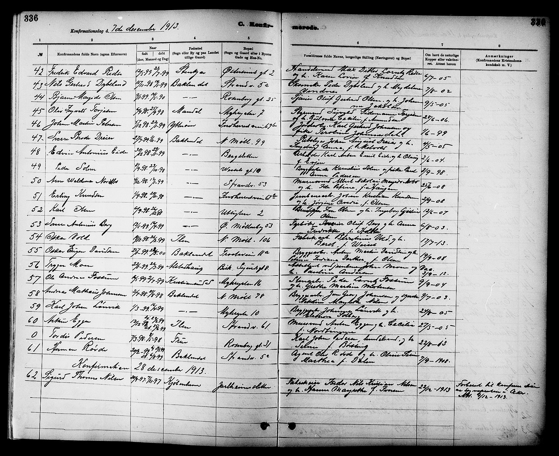 Ministerialprotokoller, klokkerbøker og fødselsregistre - Sør-Trøndelag, SAT/A-1456/605/L0254: Parish register (copy) no. 605C01, 1908-1916, p. 336