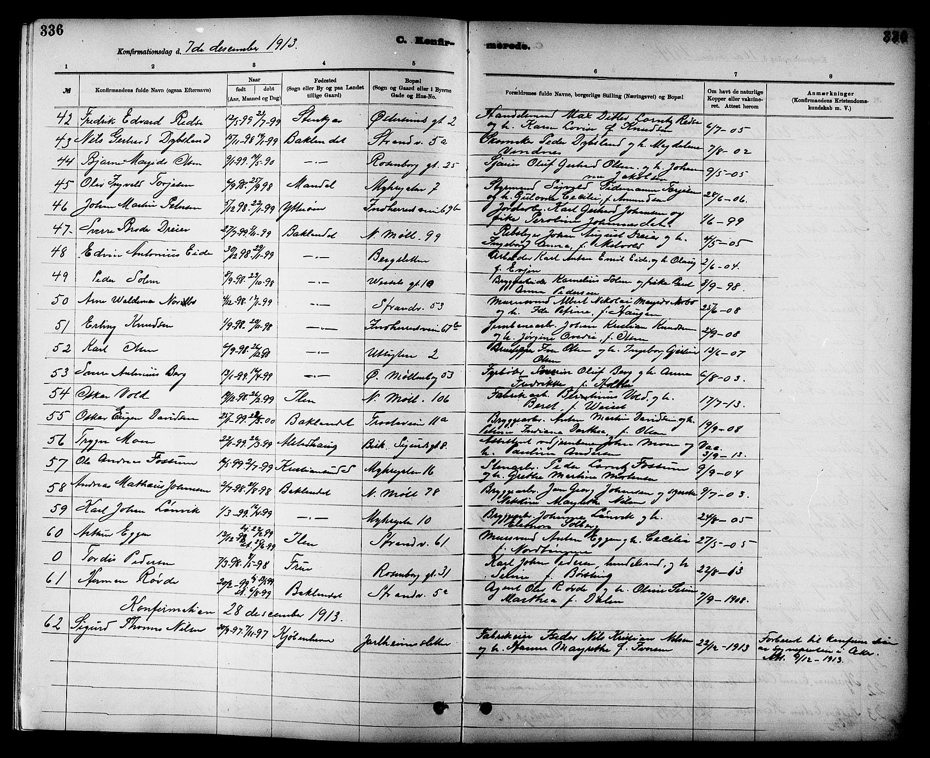 Ministerialprotokoller, klokkerbøker og fødselsregistre - Sør-Trøndelag, AV/SAT-A-1456/605/L0254: Parish register (copy) no. 605C01, 1908-1916, p. 336