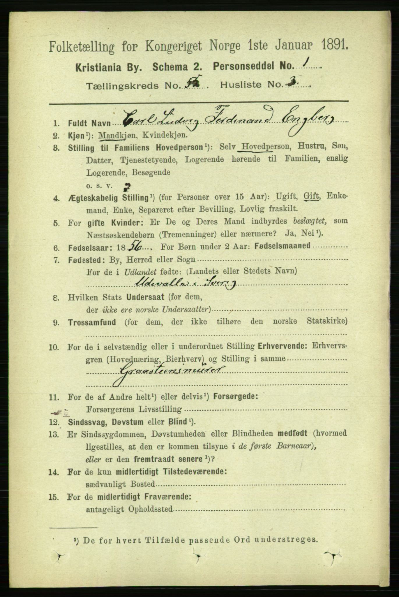 RA, 1891 census for 0301 Kristiania, 1891, p. 30104