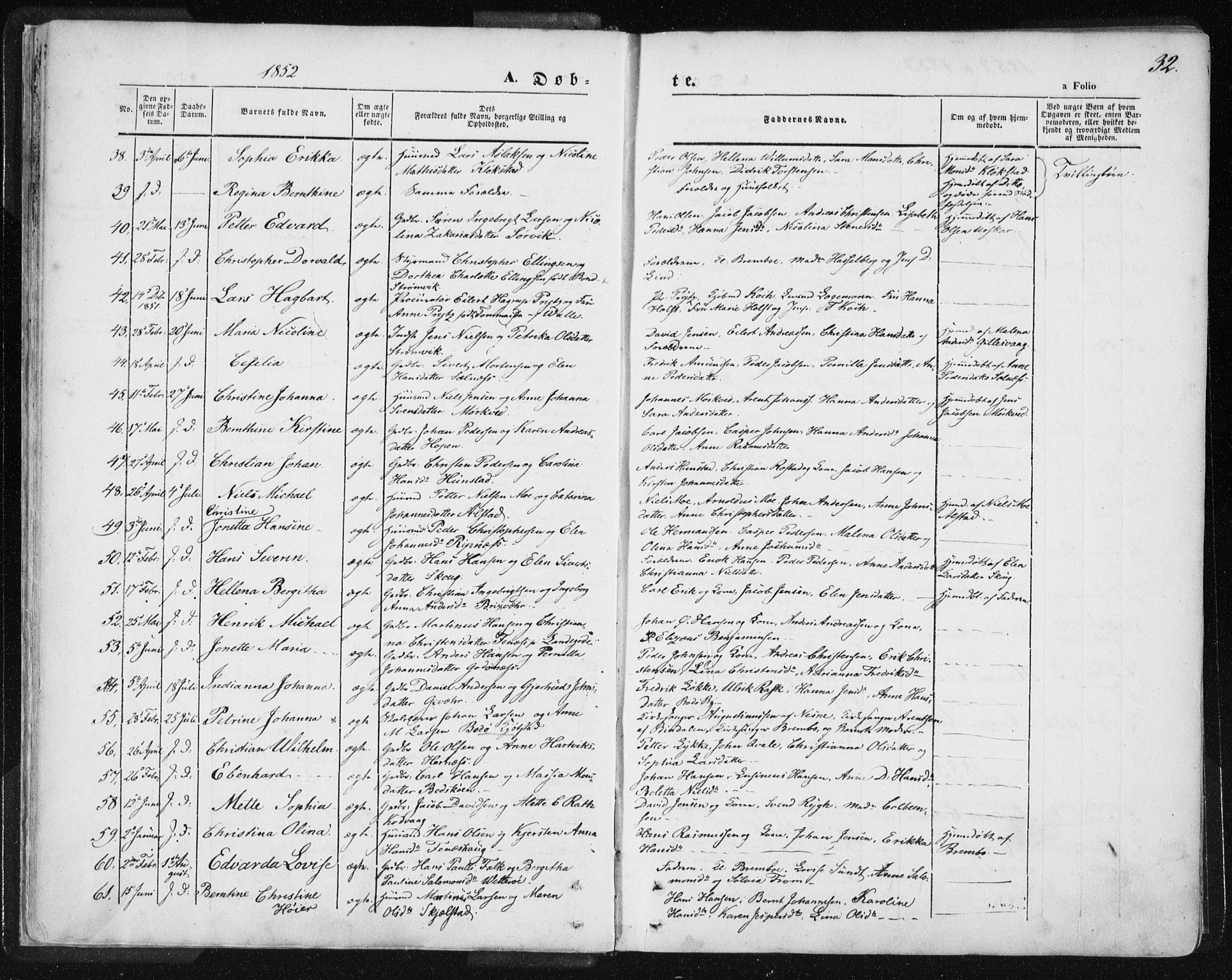Ministerialprotokoller, klokkerbøker og fødselsregistre - Nordland, SAT/A-1459/801/L0007: Parish register (official) no. 801A07, 1845-1863, p. 32
