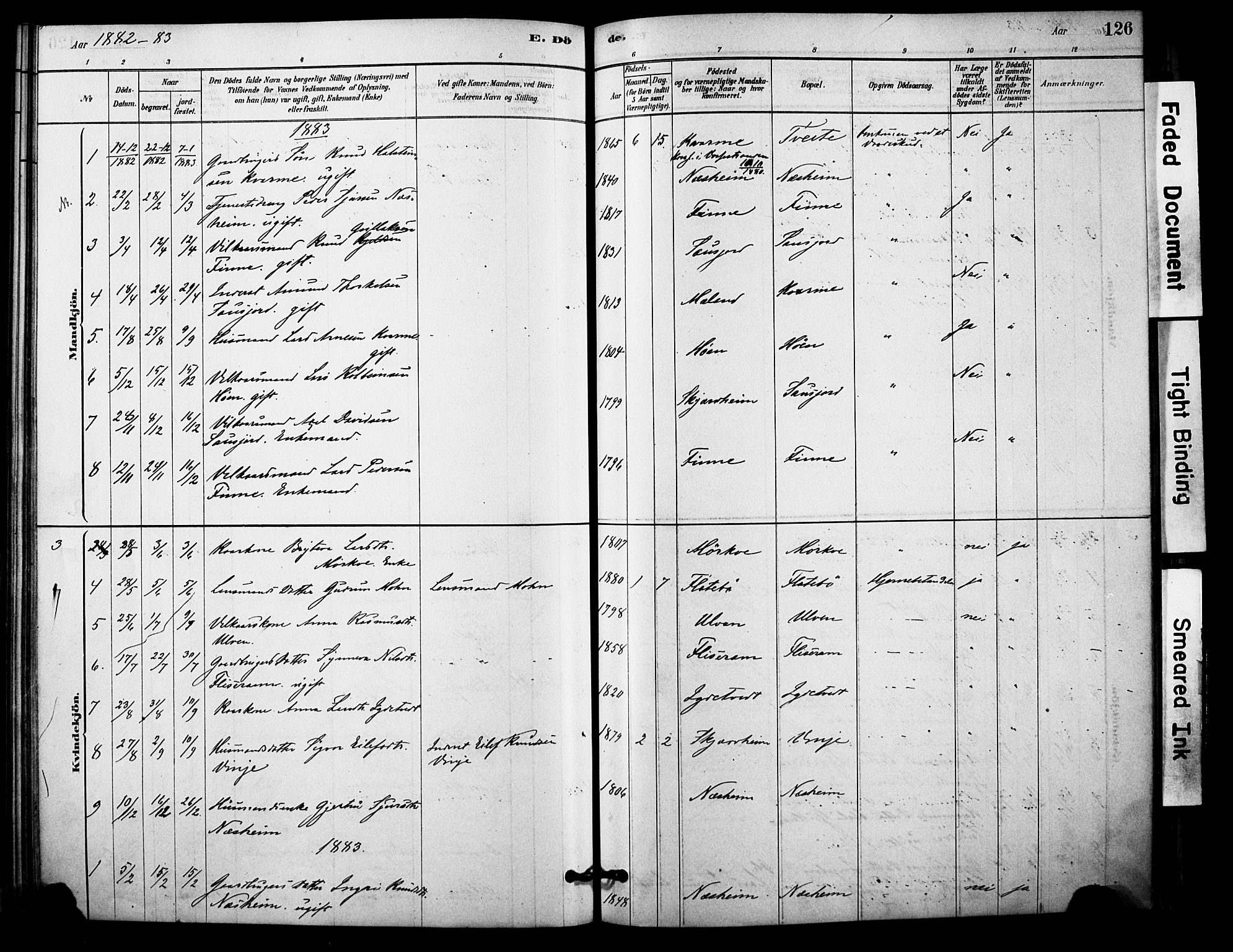 Vossestrand Sokneprestembete, SAB/A-79101/H/Haa: Parish register (official) no. C 1, 1878-1903, p. 126