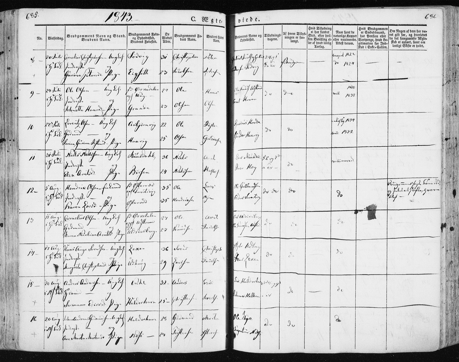 Ministerialprotokoller, klokkerbøker og fødselsregistre - Sør-Trøndelag, AV/SAT-A-1456/659/L0736: Parish register (official) no. 659A06, 1842-1856, p. 685-686