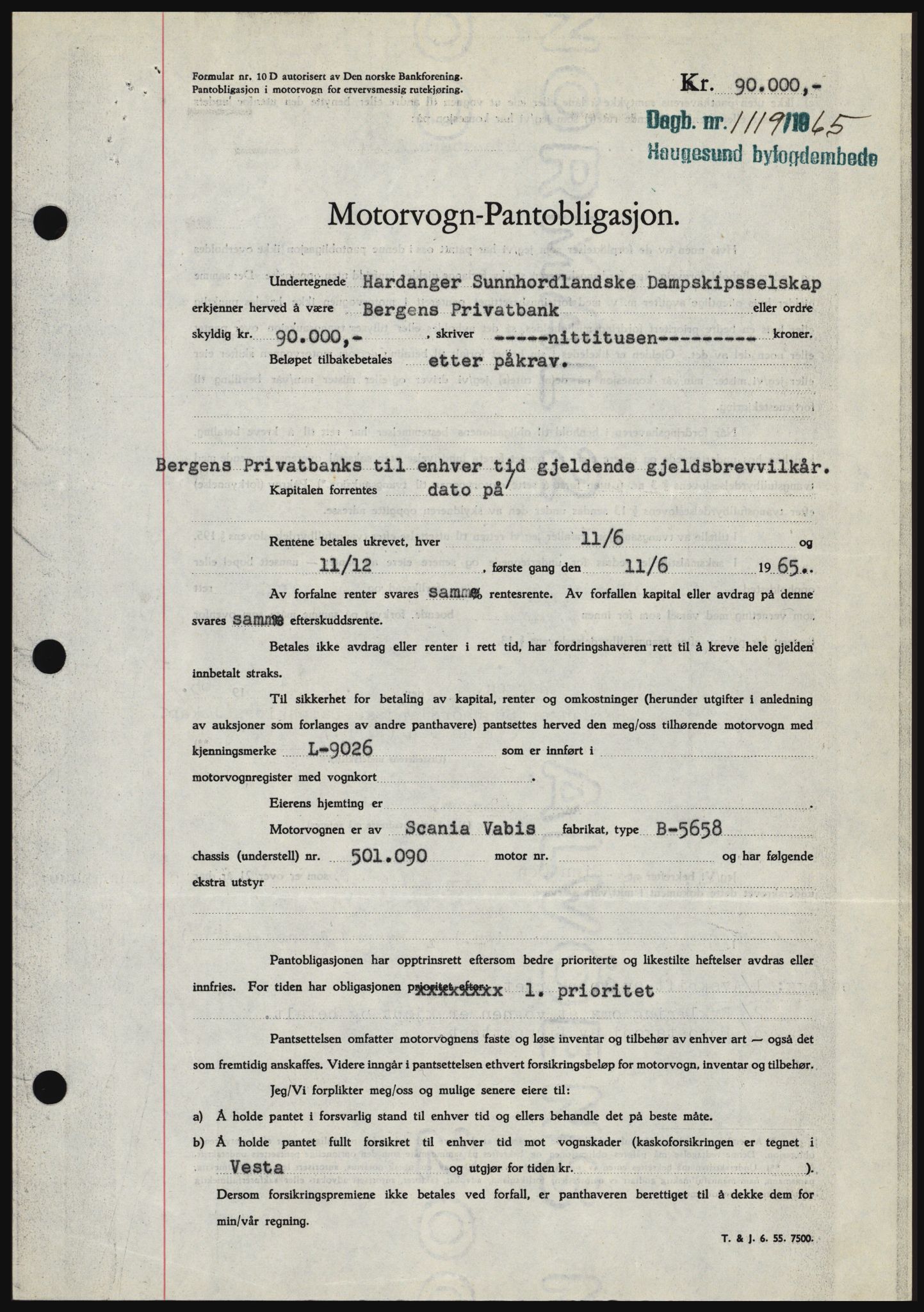 Haugesund tingrett, SAST/A-101415/01/II/IIC/L0053: Mortgage book no. B 53, 1965-1965, Diary no: : 1119/1965