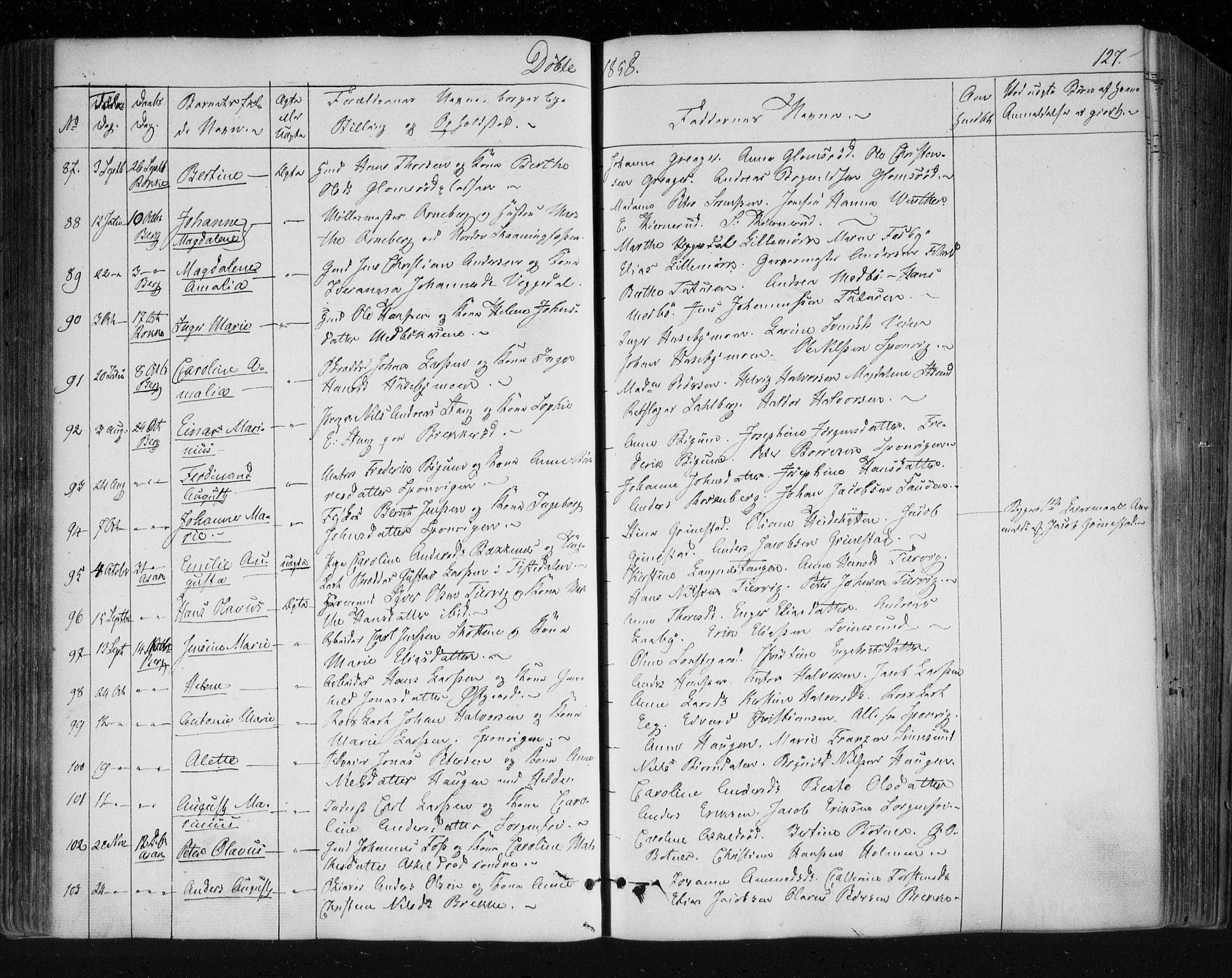 Berg prestekontor Kirkebøker, AV/SAO-A-10902/F/Fa/L0004: Parish register (official) no. I 4, 1843-1860, p. 127