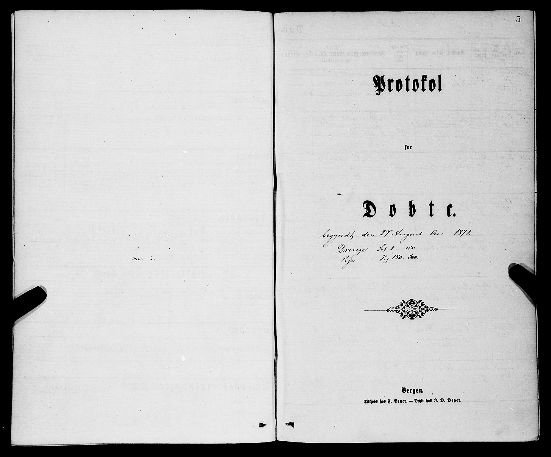 Korskirken sokneprestembete, AV/SAB-A-76101/H/Haa/L0020: Parish register (official) no. B 6, 1871-1878, p. 5