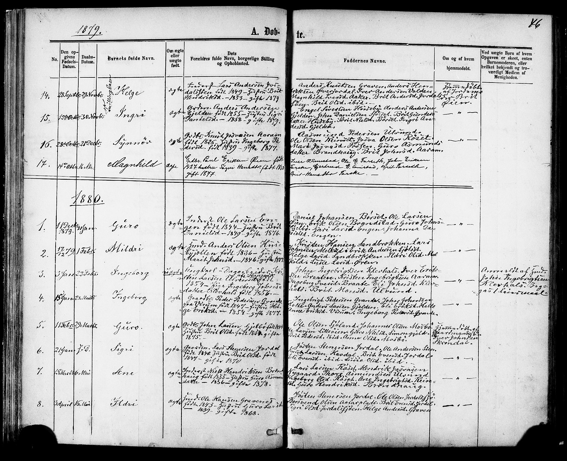 Ministerialprotokoller, klokkerbøker og fødselsregistre - Møre og Romsdal, AV/SAT-A-1454/588/L1005: Parish register (official) no. 588A02, 1871-1885, p. 46