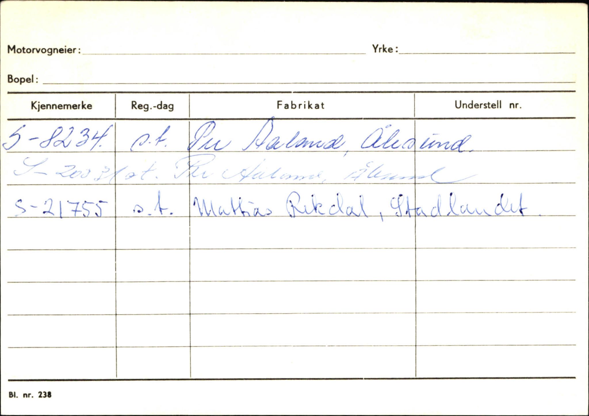 Statens vegvesen, Sogn og Fjordane vegkontor, AV/SAB-A-5301/4/F/L0131: Eigarregister Høyanger P-Å. Stryn S-Å, 1945-1975, p. 1454