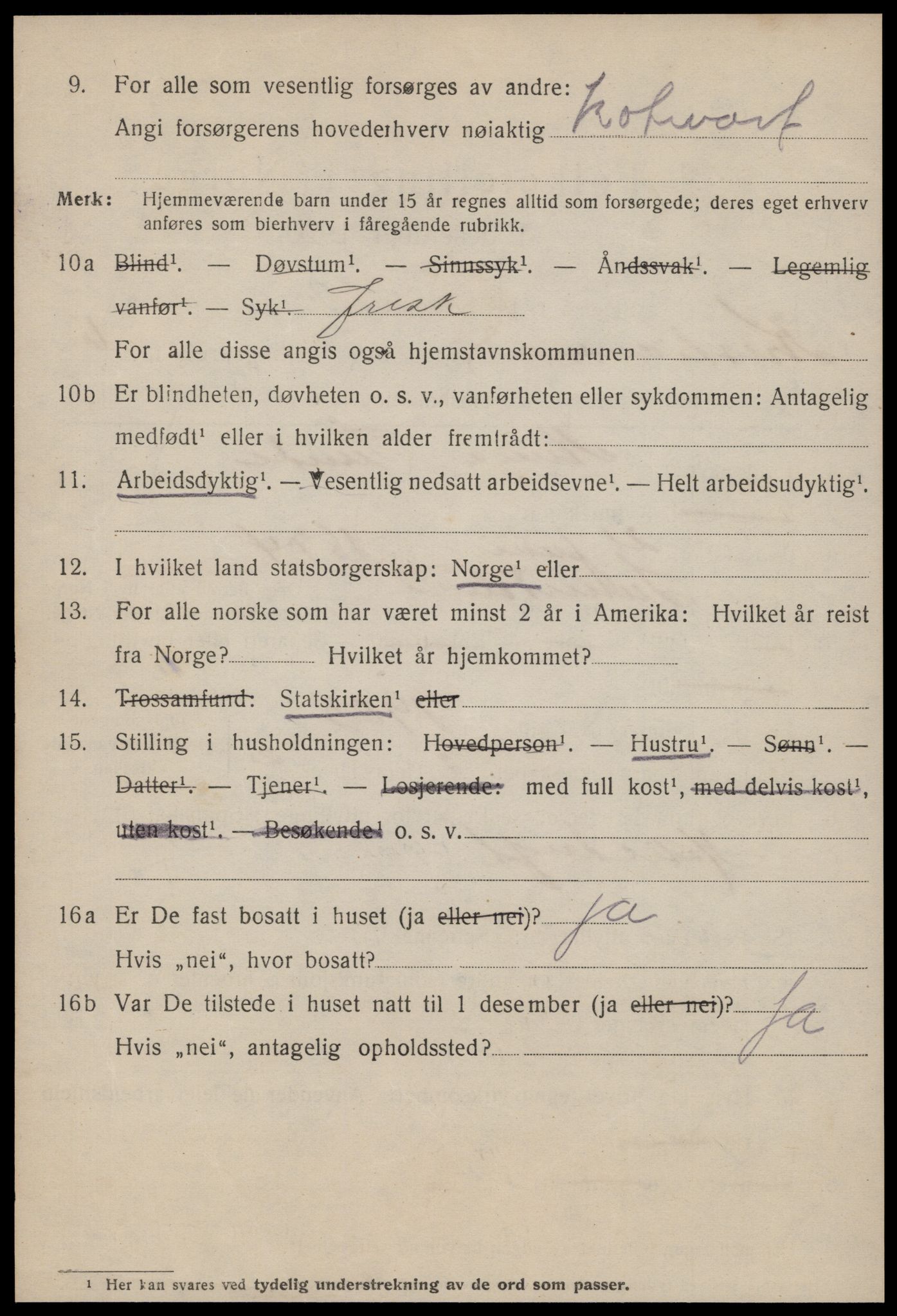 SAT, 1920 census for Kristiansund, 1920, p. 17040