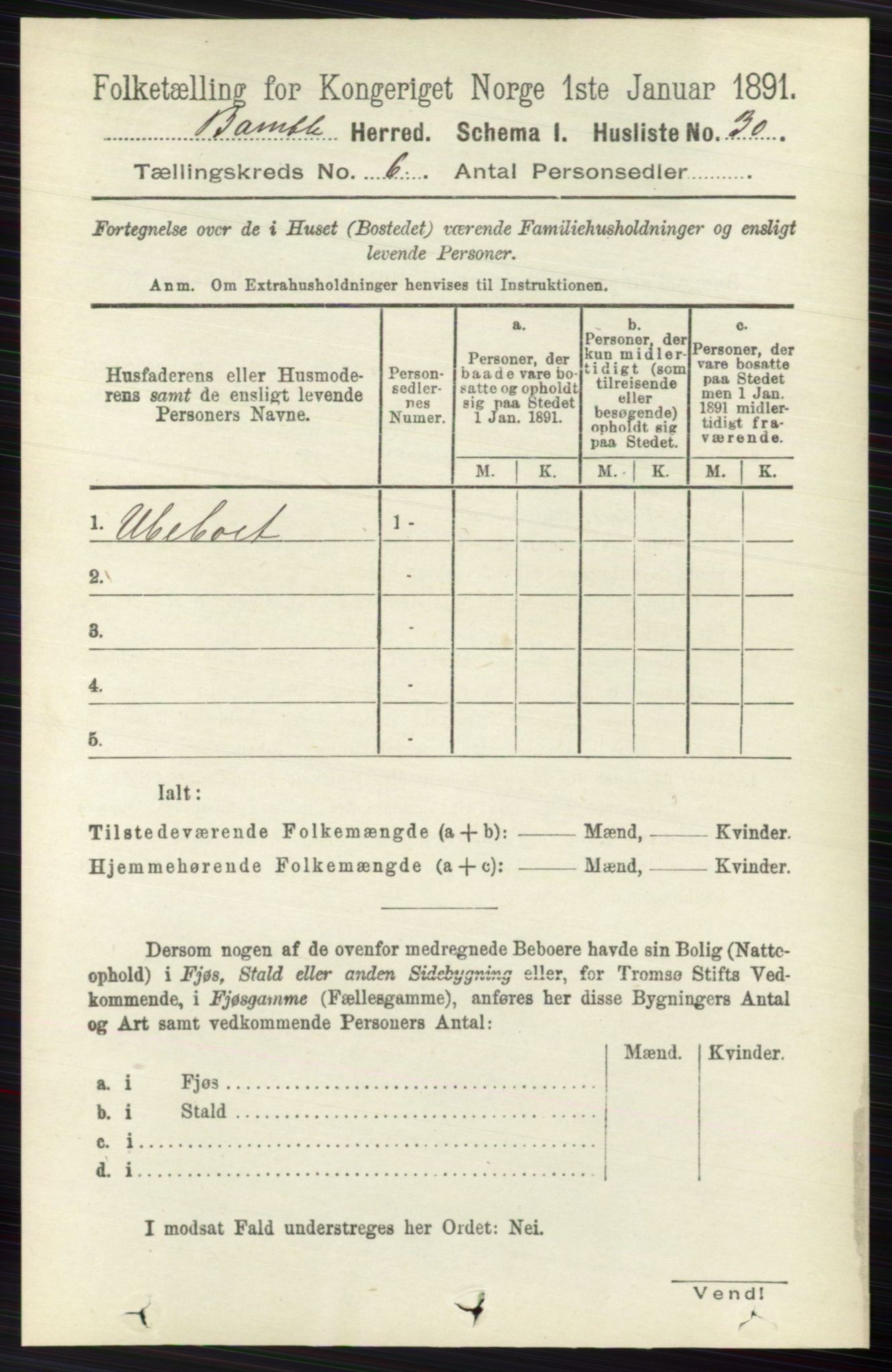 RA, 1891 census for 0814 Bamble, 1891, p. 2685