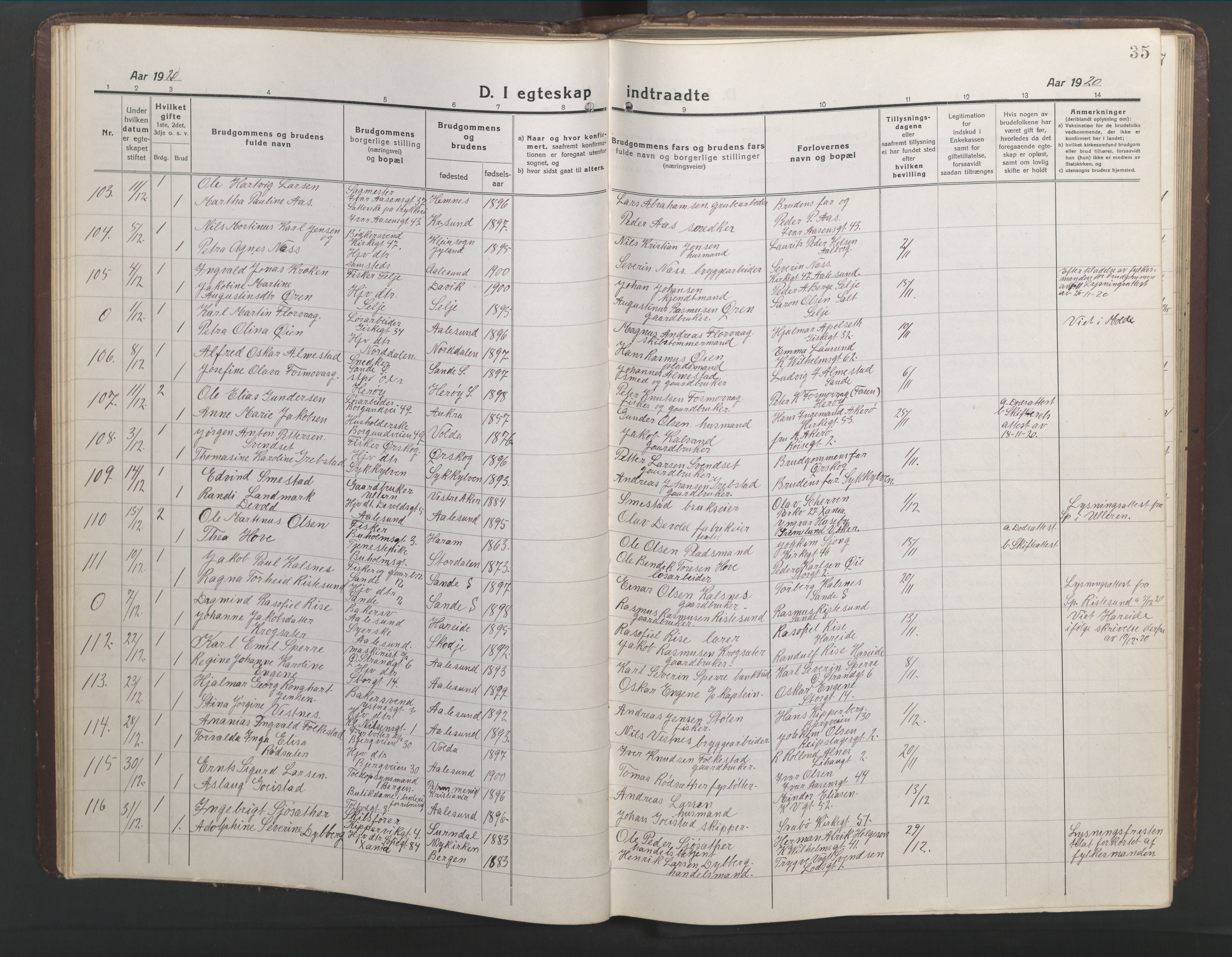 Ministerialprotokoller, klokkerbøker og fødselsregistre - Møre og Romsdal, AV/SAT-A-1454/529/L0473: Parish register (copy) no. 529C10, 1918-1941, p. 35