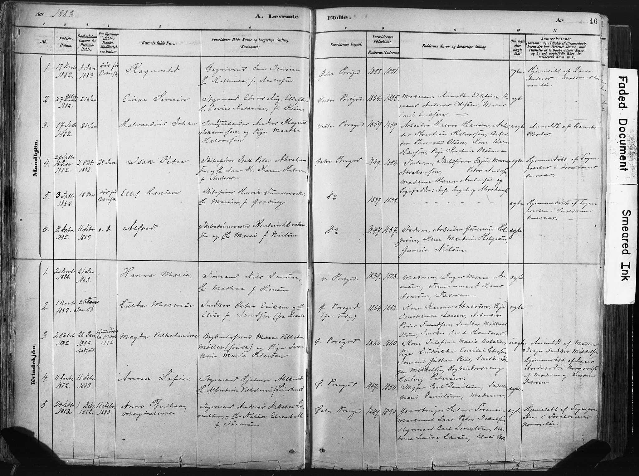 Porsgrunn kirkebøker , AV/SAKO-A-104/F/Fa/L0008: Parish register (official) no. 8, 1878-1895, p. 46