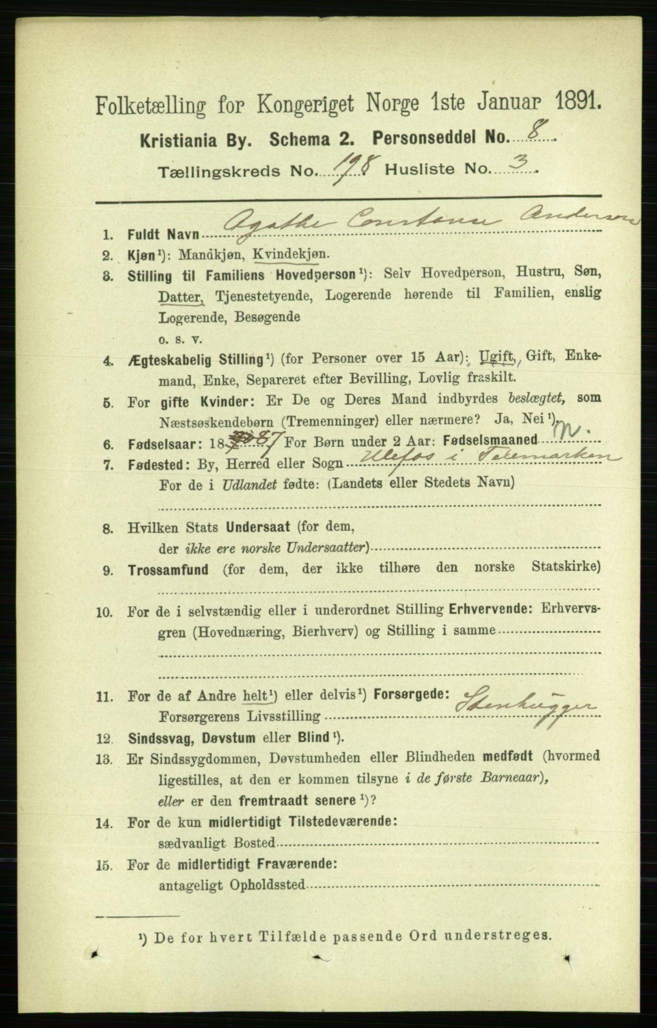 RA, 1891 census for 0301 Kristiania, 1891, p. 119331