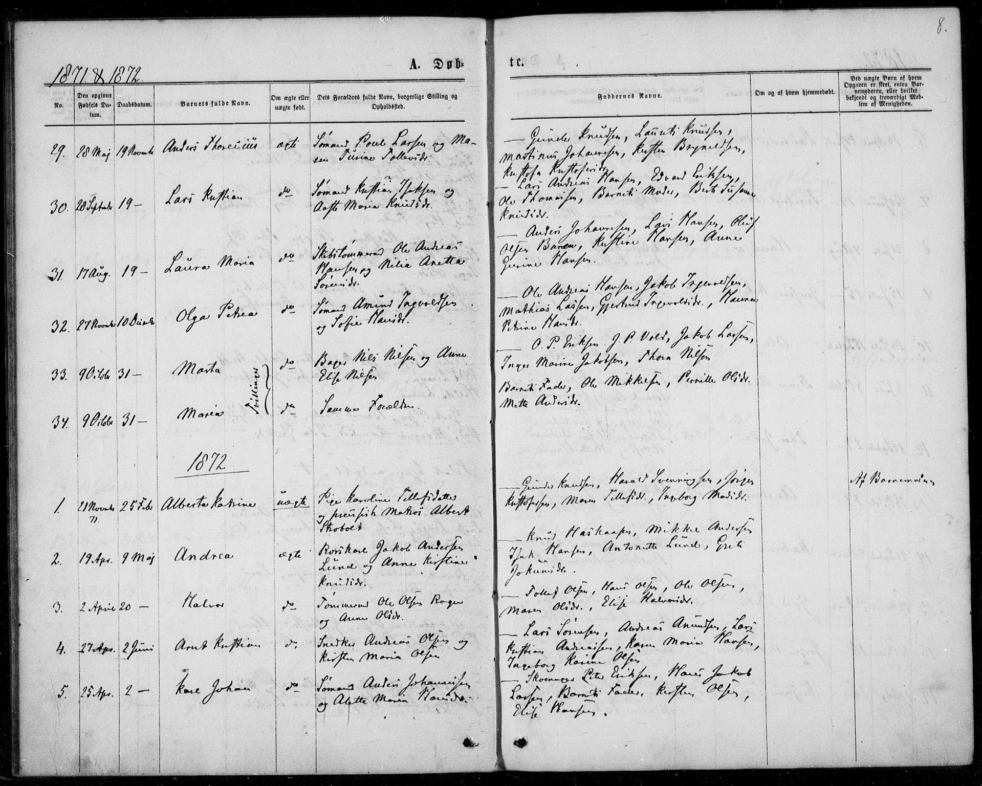 Langesund kirkebøker, SAKO/A-280/F/Fa/L0001: Parish register (official) no. 1, 1870-1877, p. 8