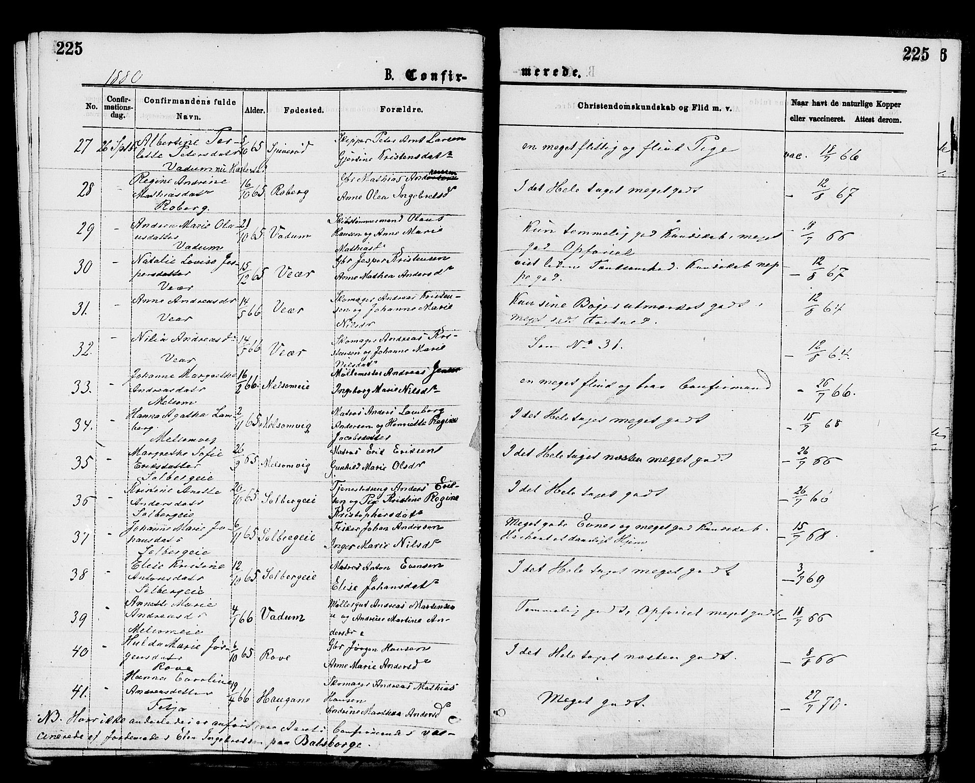 Stokke kirkebøker, AV/SAKO-A-320/F/Fa/L0009: Parish register (official) no. I 9, 1872-1883, p. 225