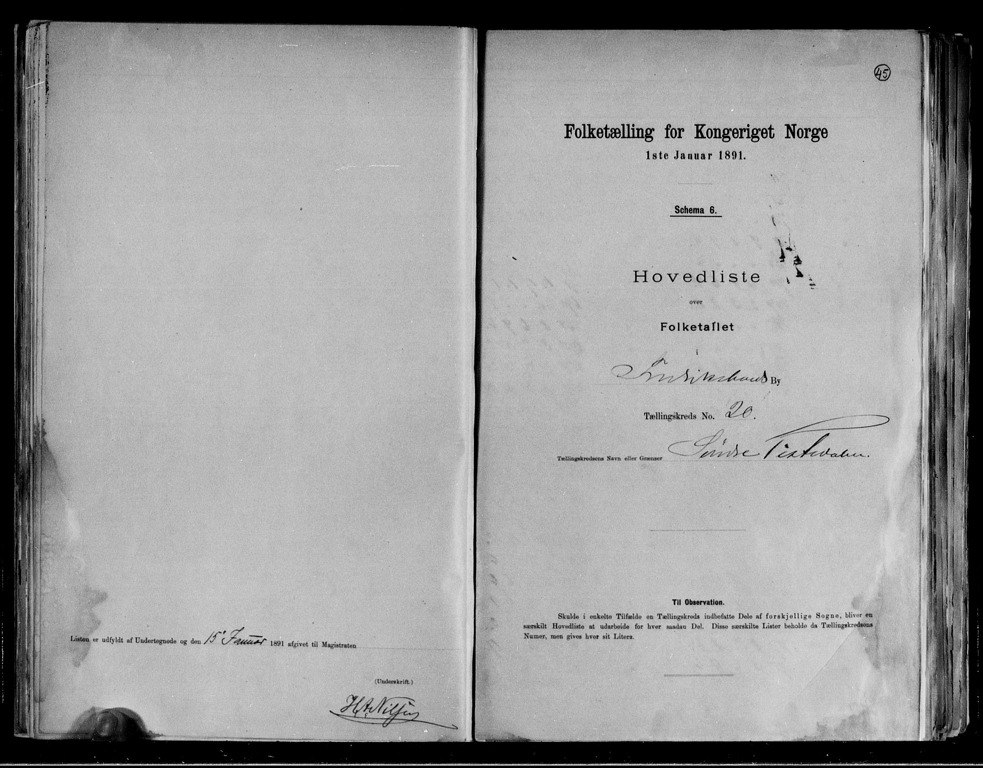 RA, 1891 census for 0101 Fredrikshald, 1891, p. 45